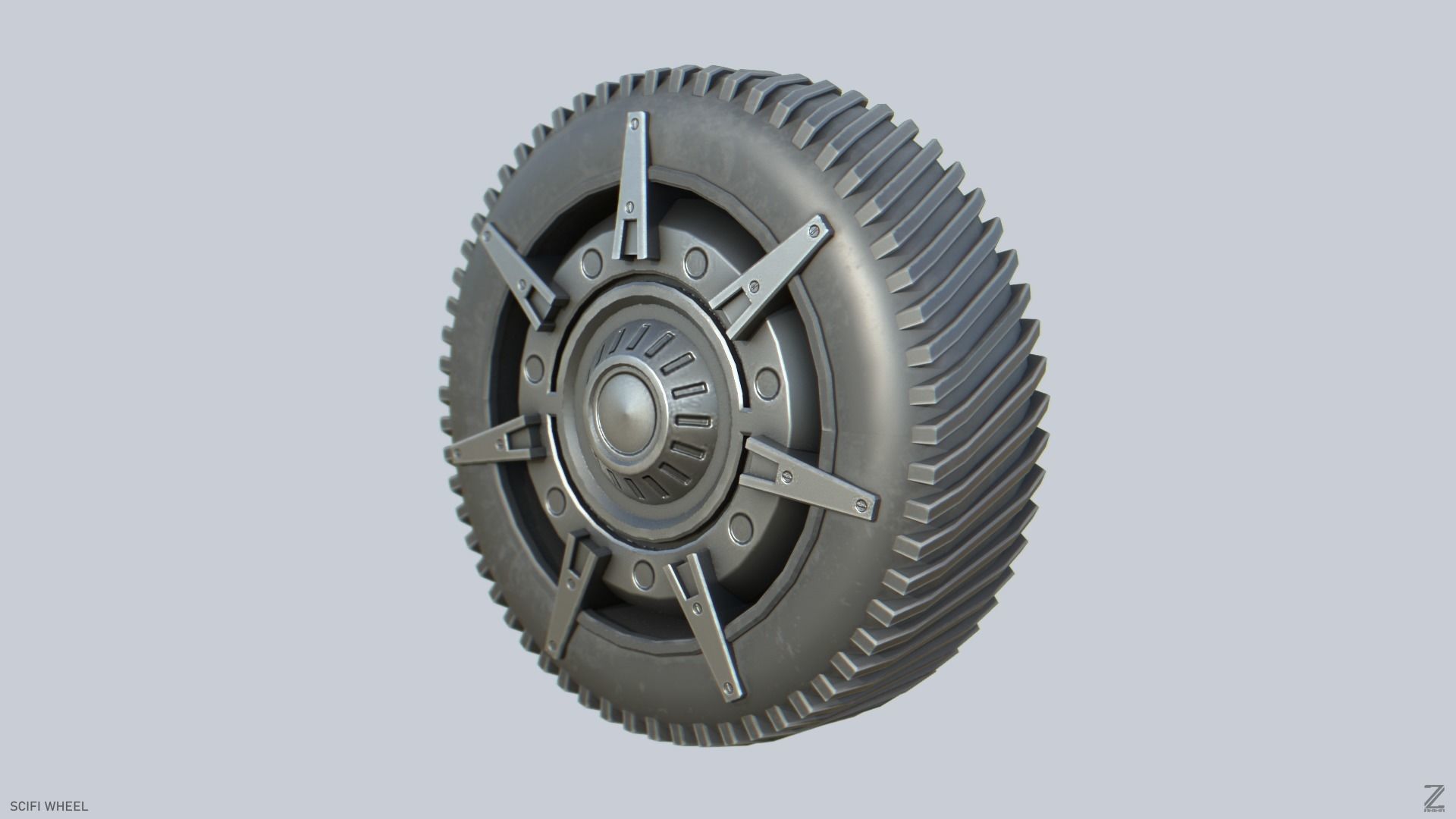 Scifi wheel Low-poly 3D model_4
