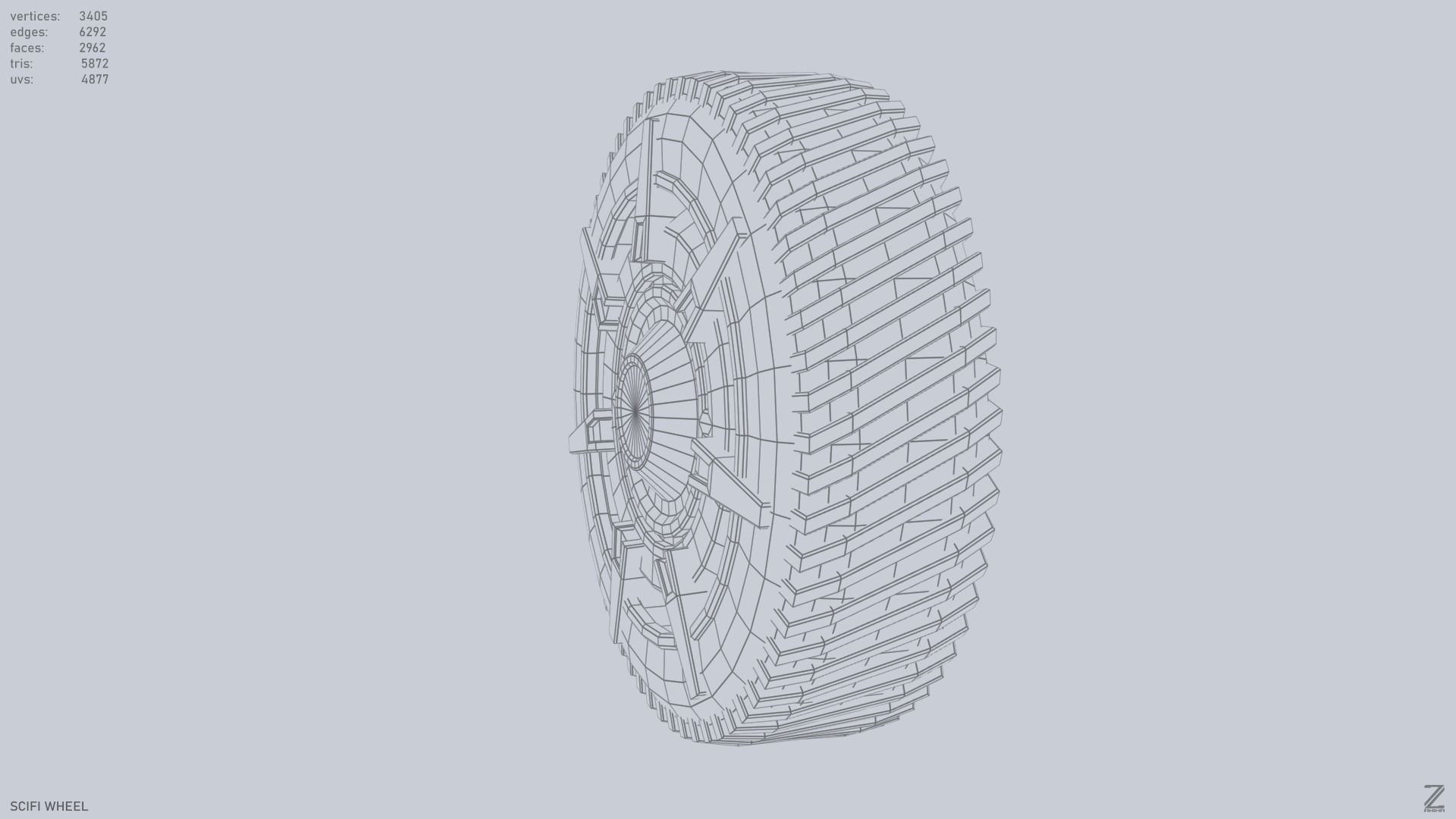 Scifi wheel Low-poly 3D model_11