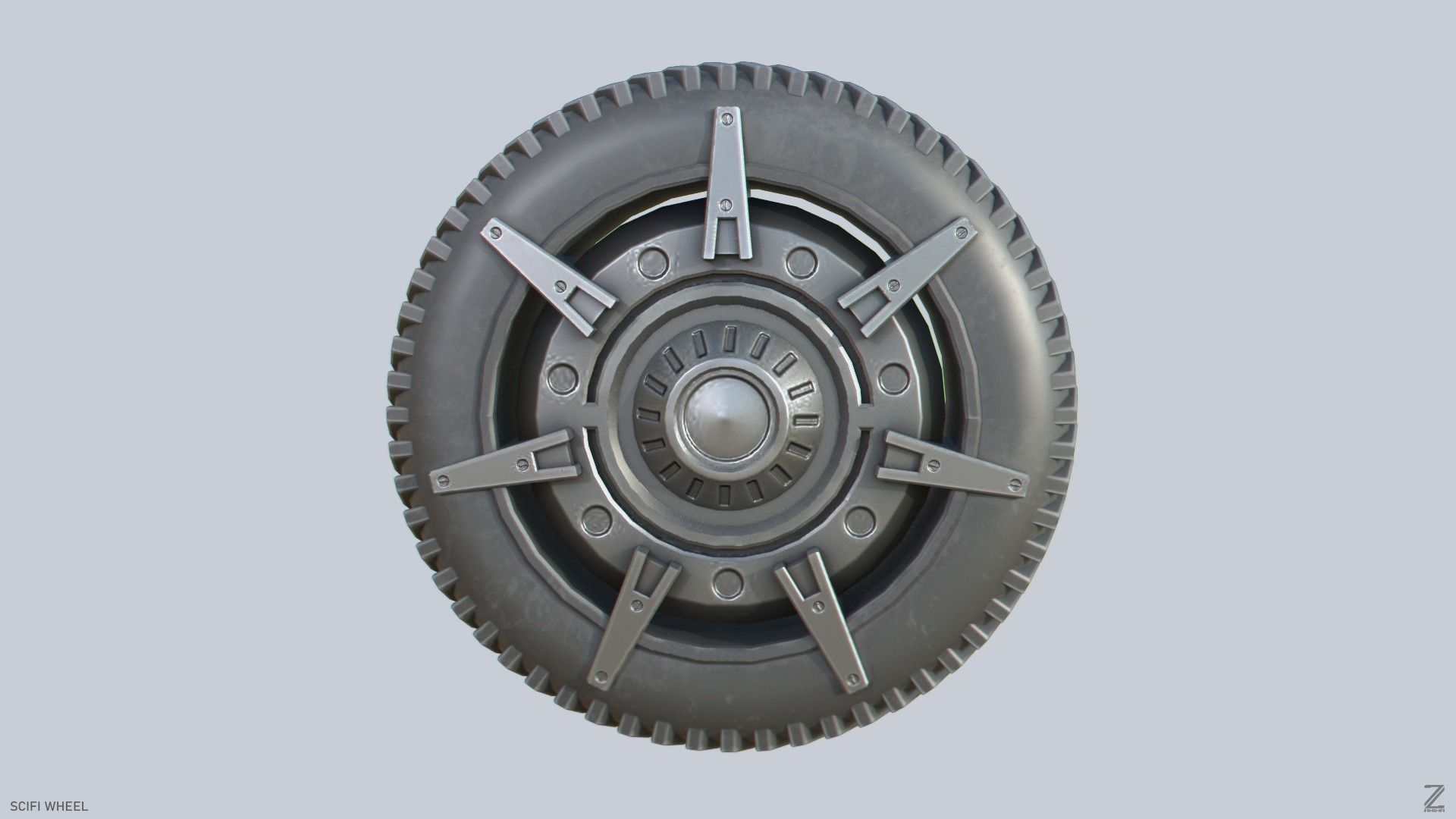 Scifi wheel Low-poly 3D model_1
