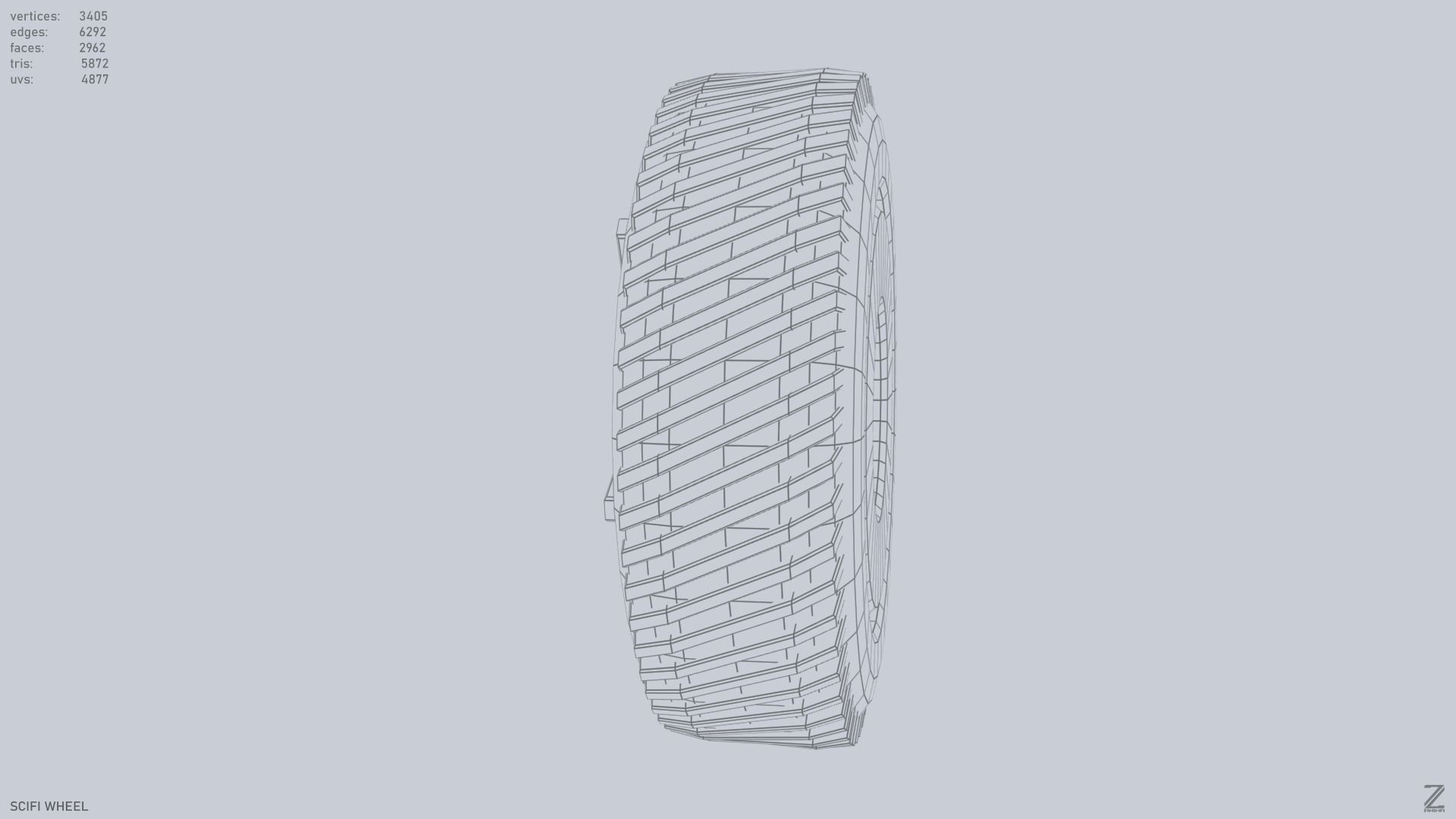 Scifi wheel Low-poly 3D model_12
