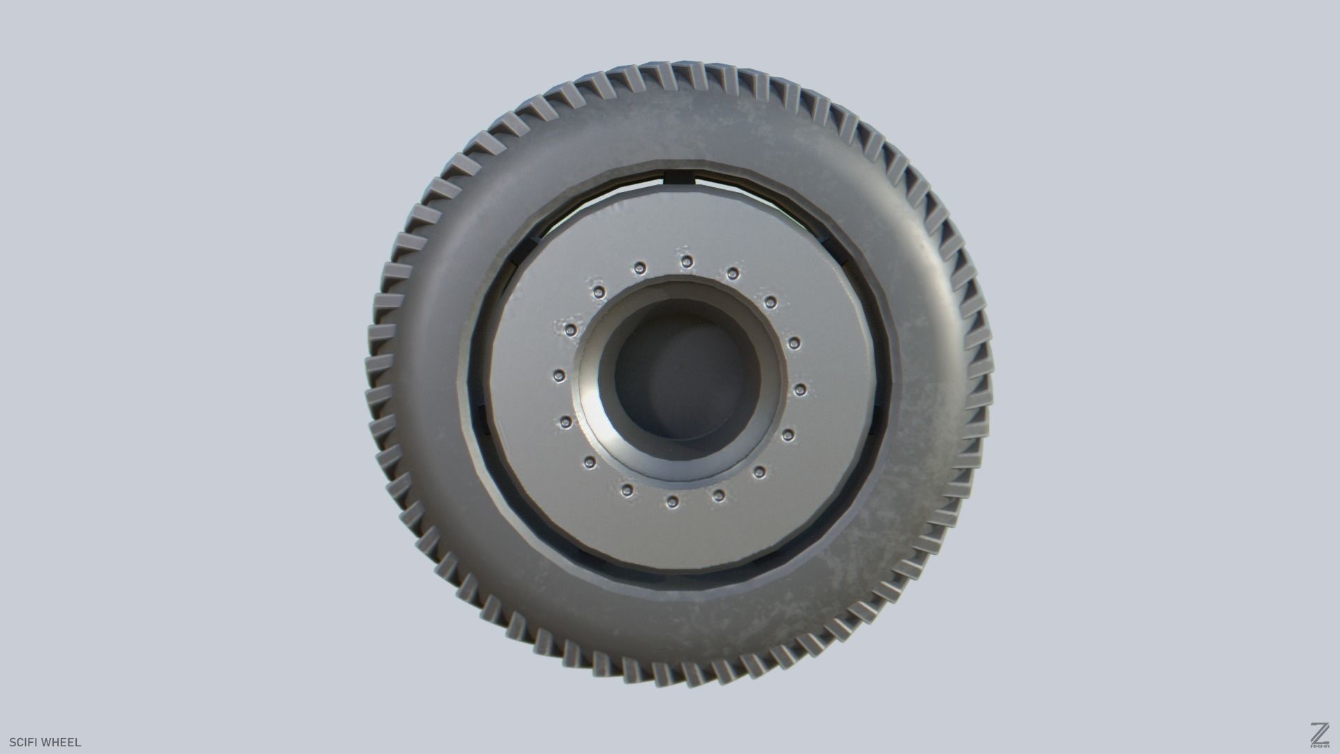 Scifi wheel Low-poly 3D model_8