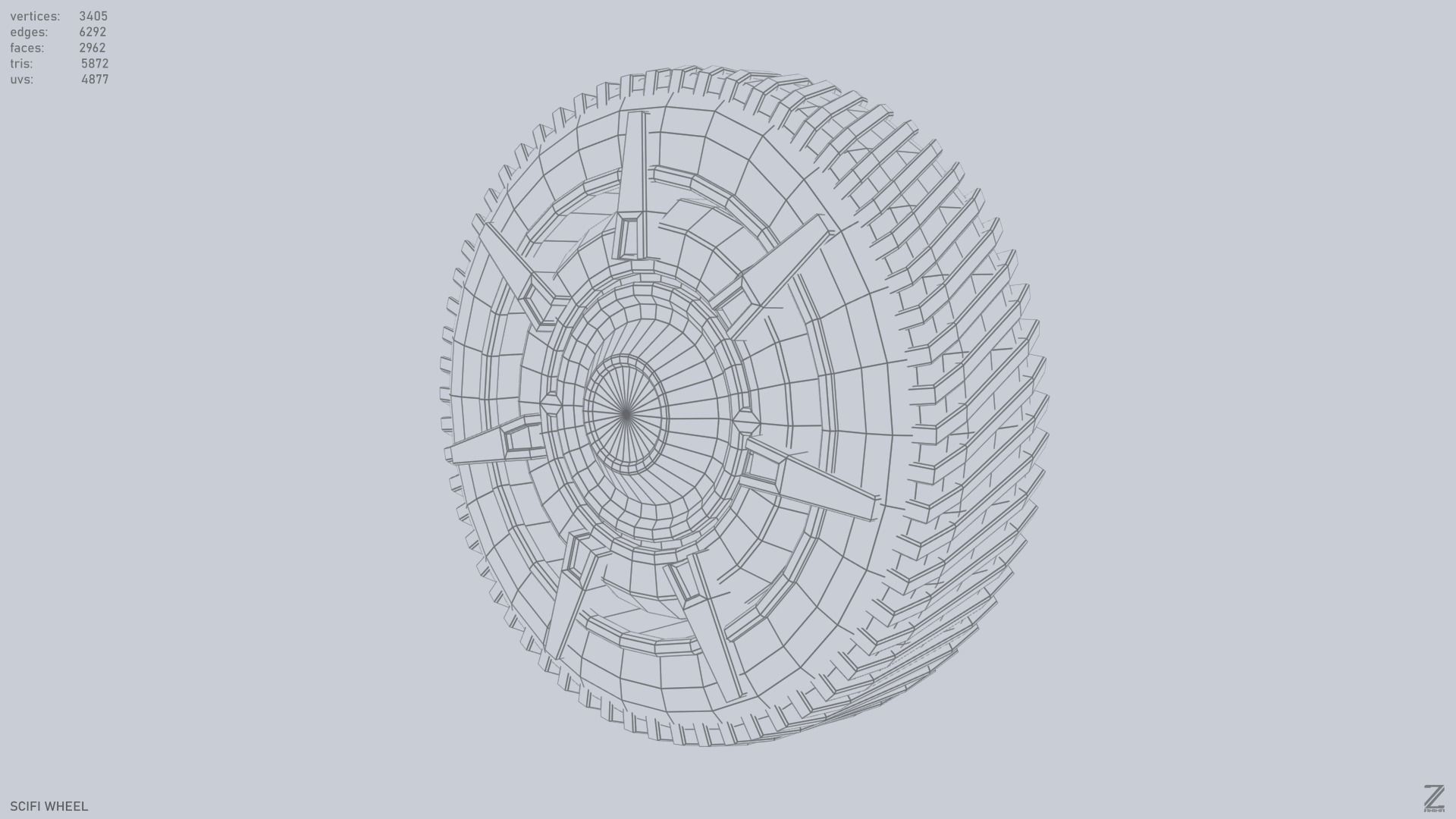Scifi wheel Low-poly 3D model_10