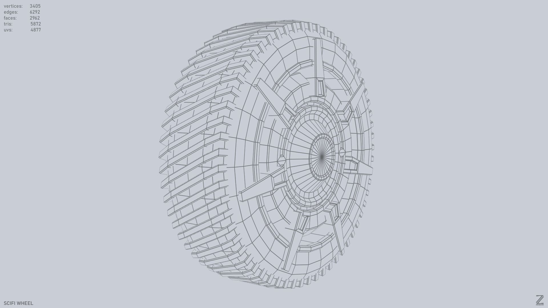 Scifi wheel Low-poly 3D model_3