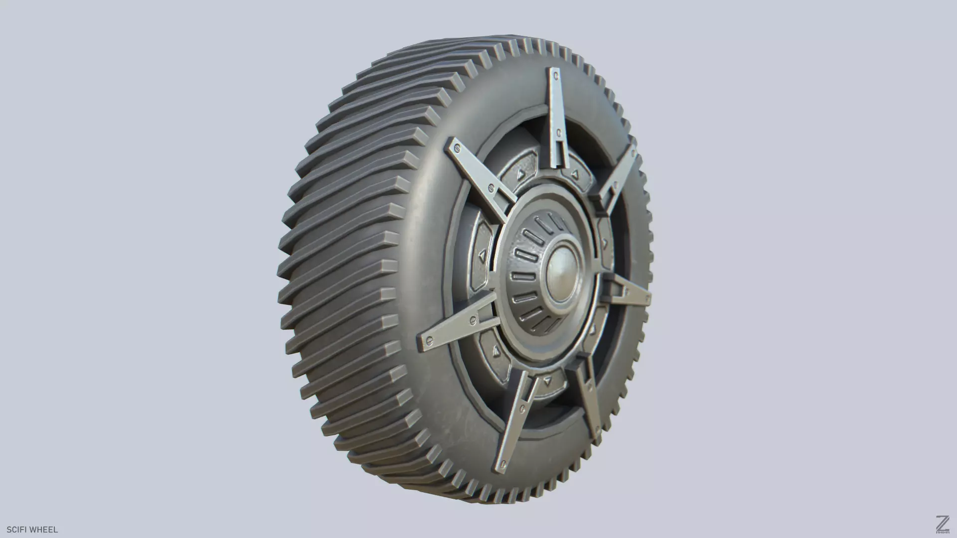Scifi wheel Low-poly 3D model_0