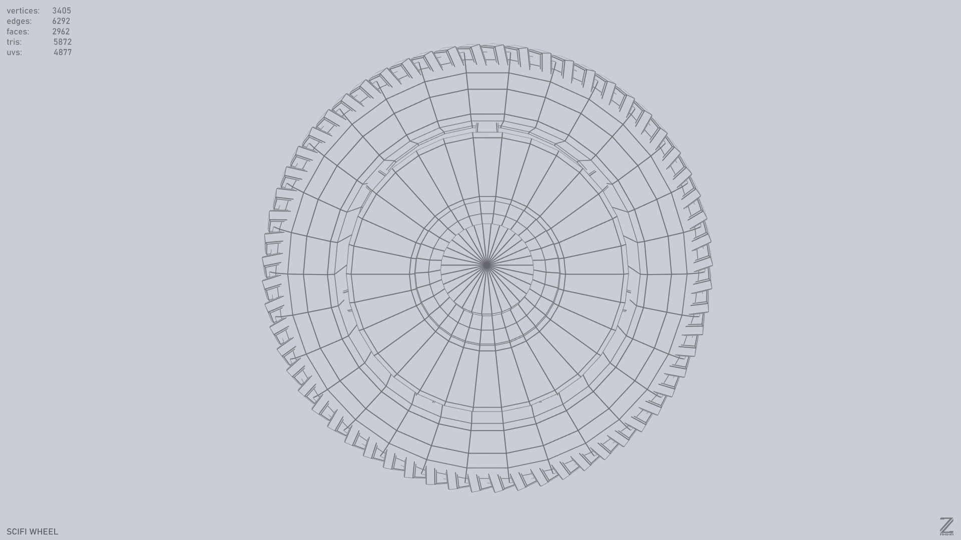 Scifi wheel Low-poly 3D model_14