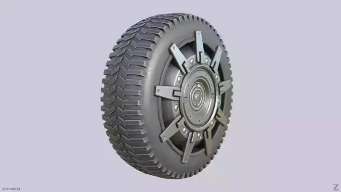 Scifi wheel Low-poly 3D model