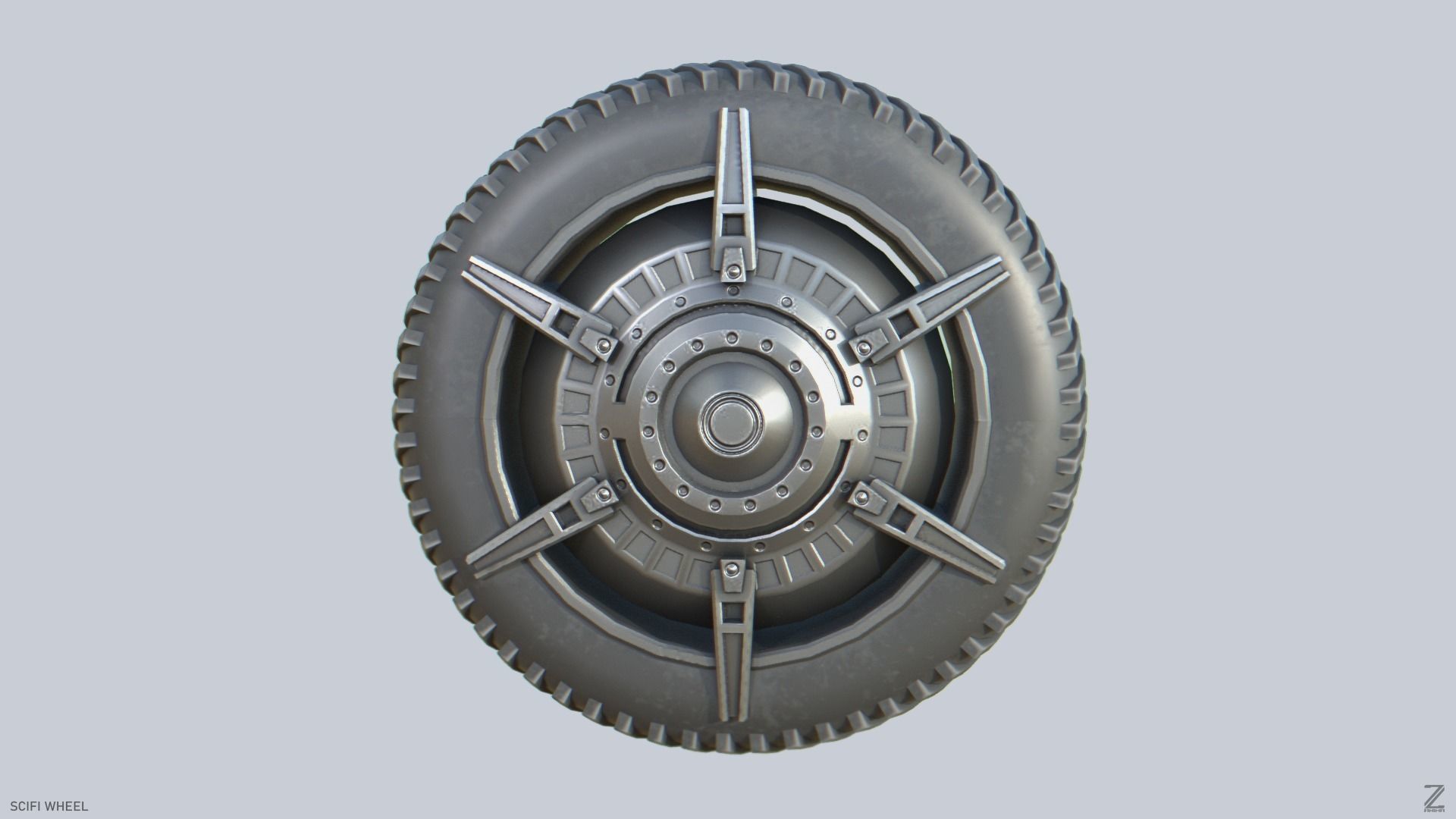Scifi wheel Low-poly 3D model_1