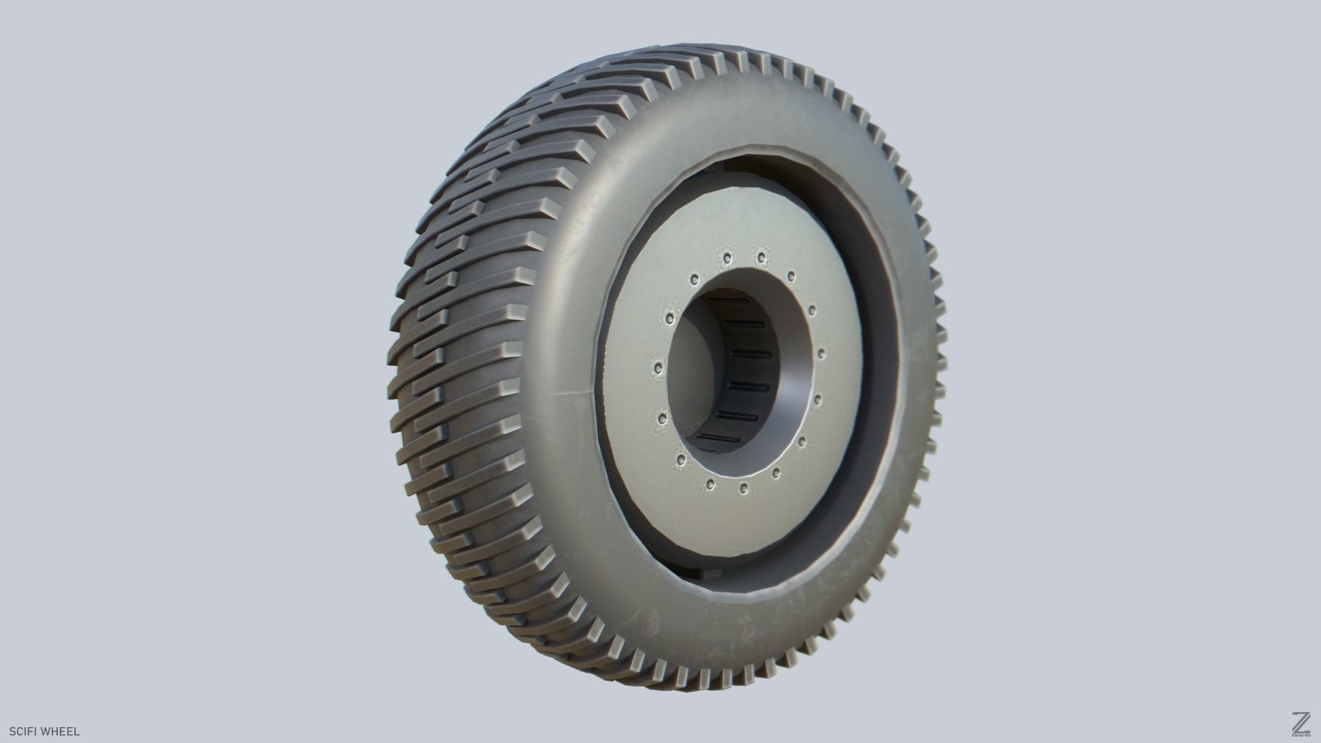 Scifi wheel Low-poly 3D model_7