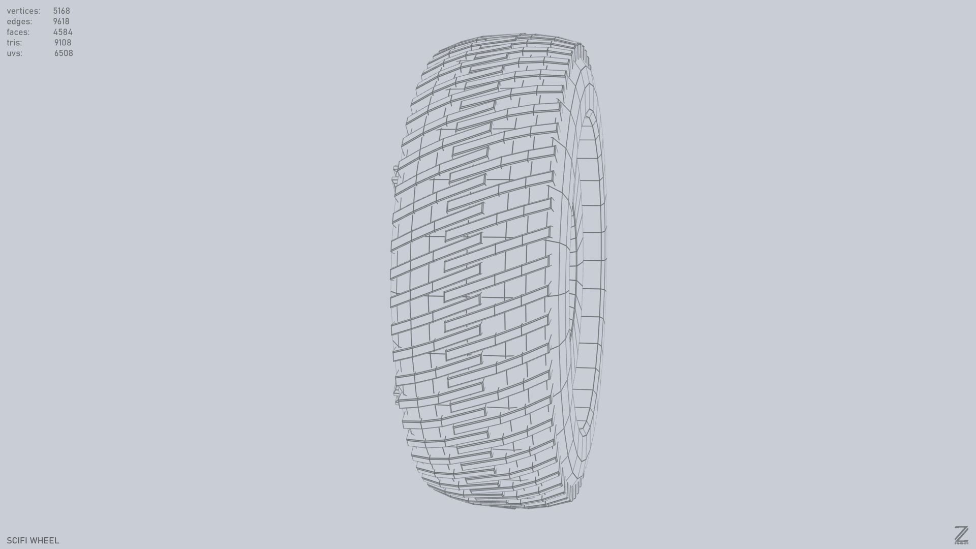 Scifi wheel Low-poly 3D model_12