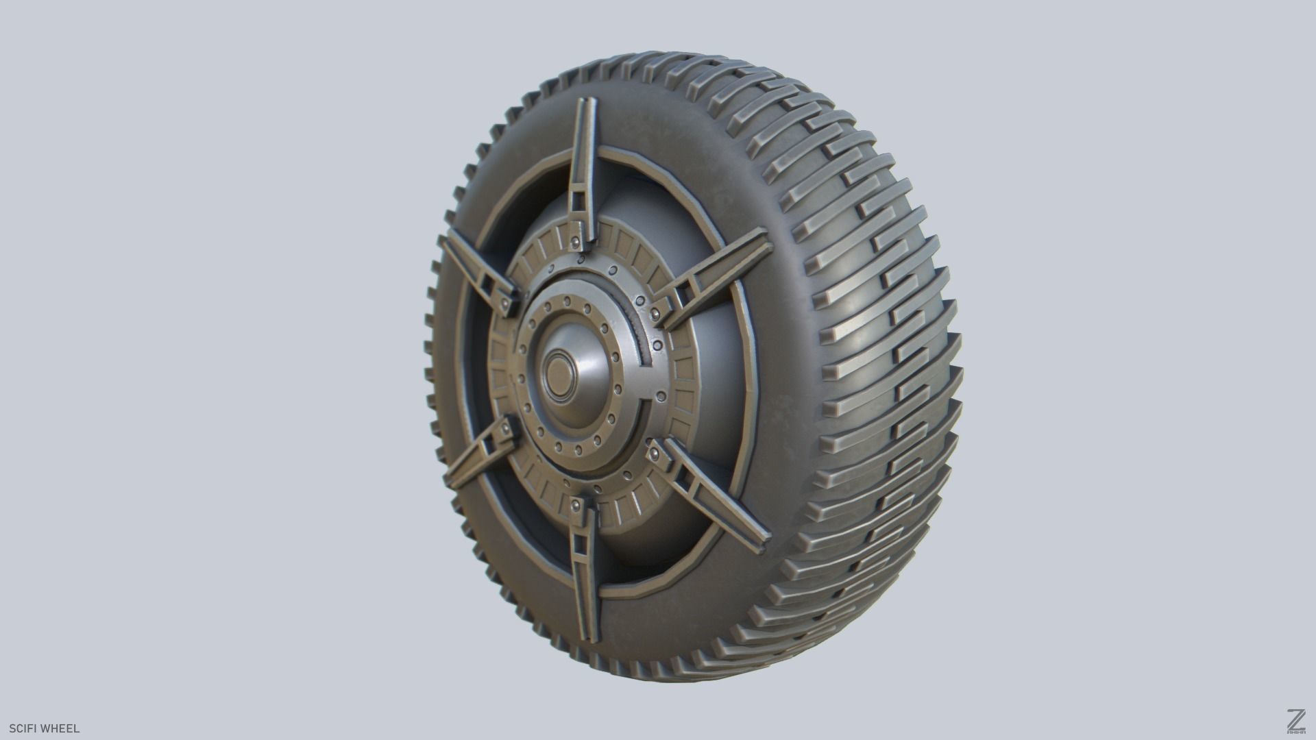 Scifi wheel Low-poly 3D model_4