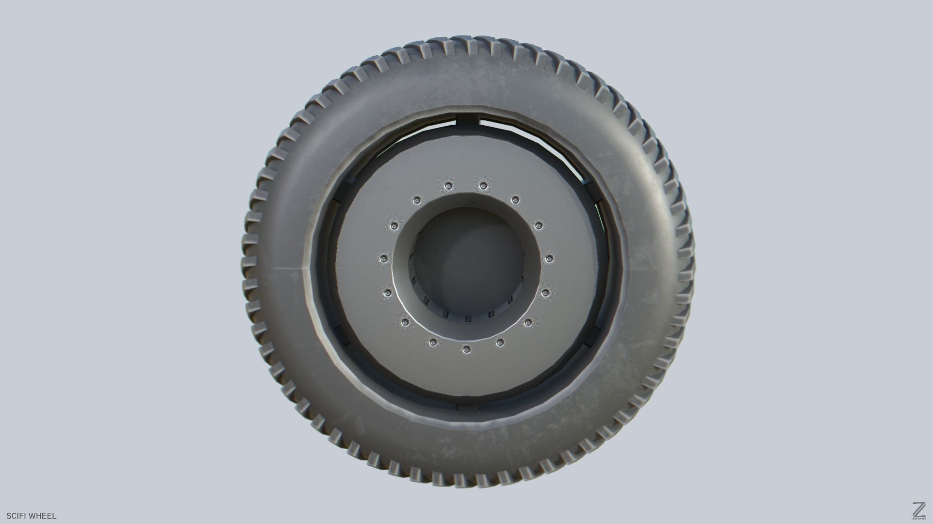 Scifi wheel Low-poly 3D model_8