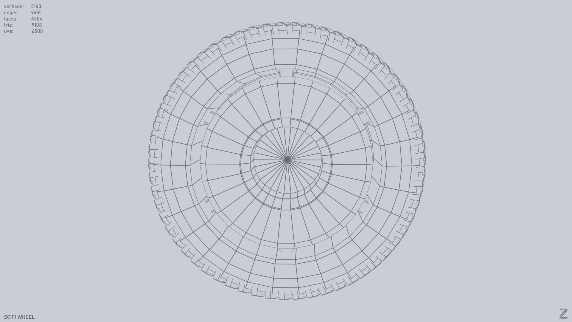 Scifi wheel Low-poly 3D model_14