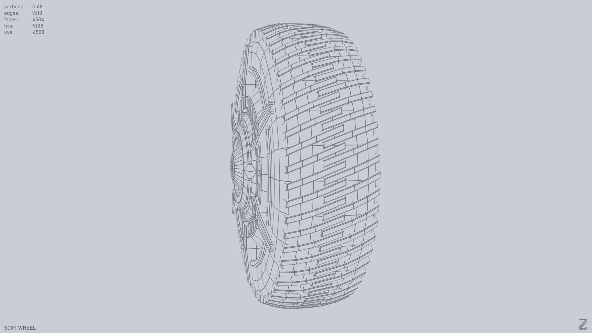 Scifi wheel Low-poly 3D model_11