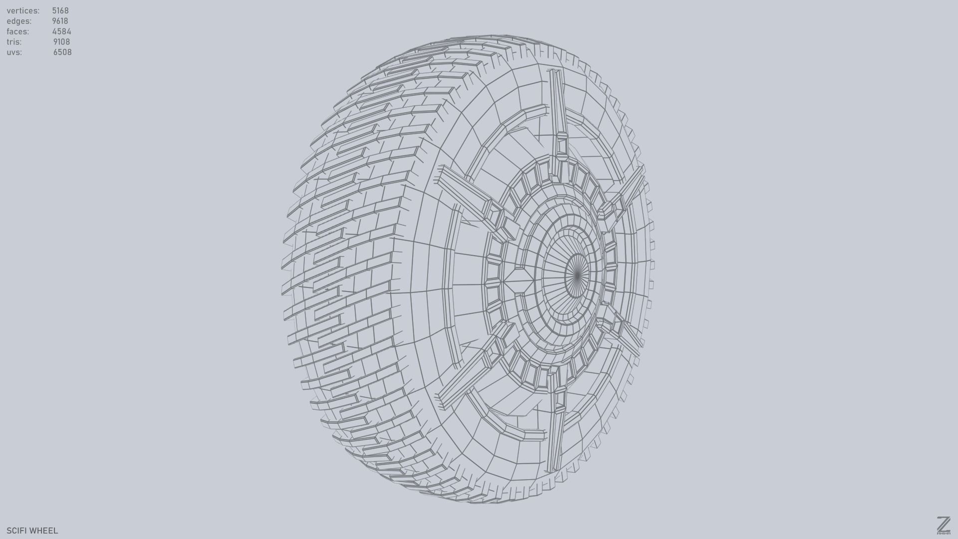 Scifi wheel Low-poly 3D model_3