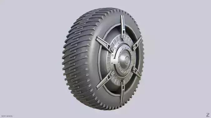 Scifi wheel Low-poly 3D model