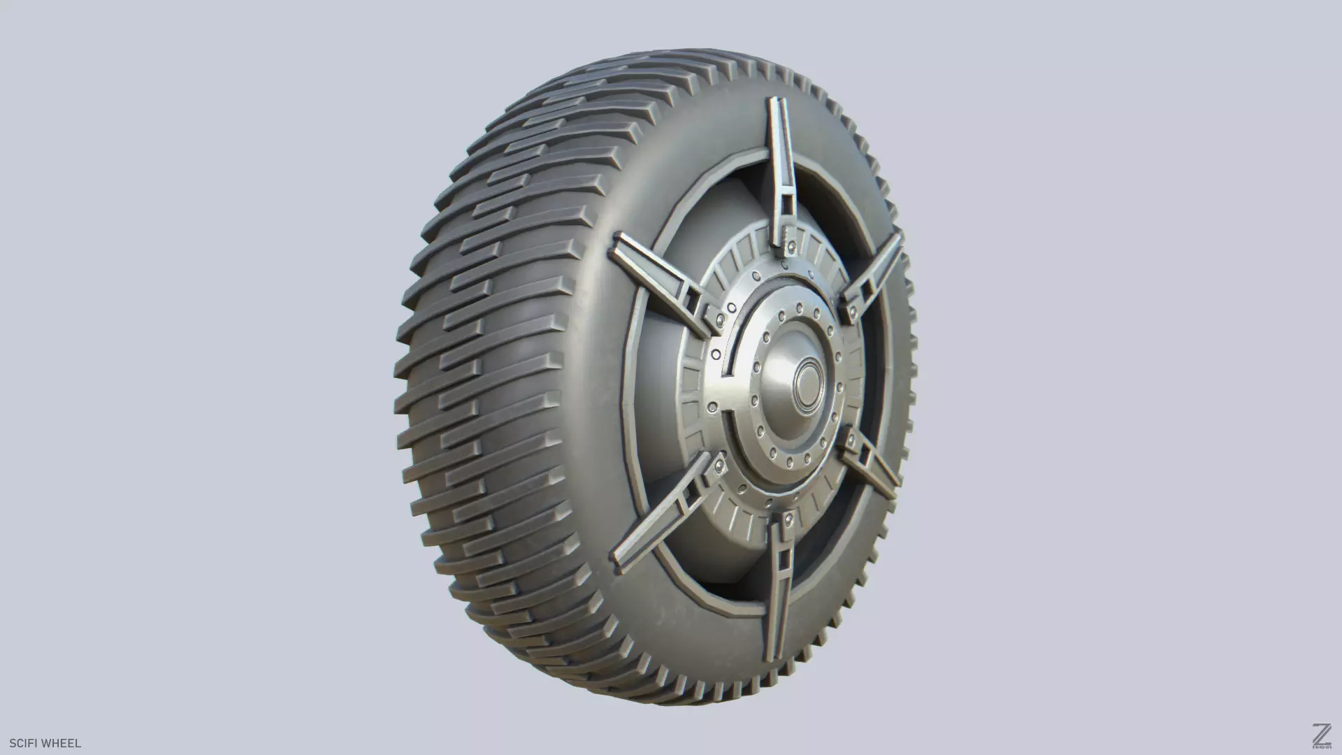 Scifi wheel Low-poly 3D model_0