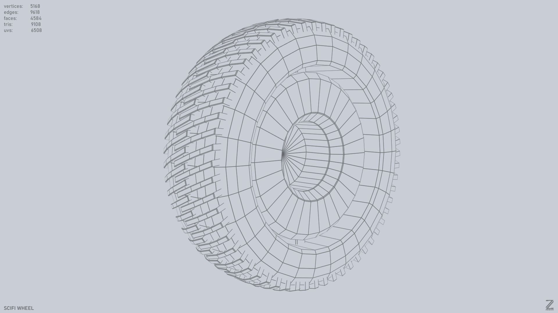 Scifi wheel Low-poly 3D model_13