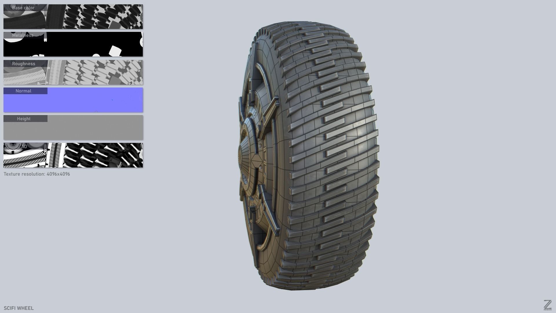 Scifi wheel Low-poly 3D model_2