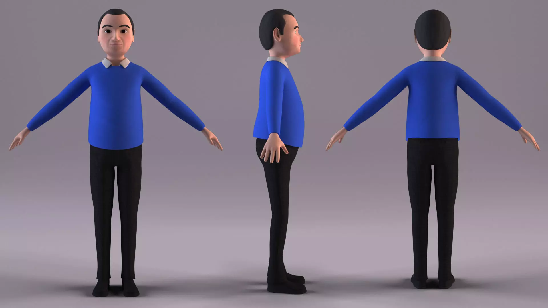 Cartoon Man Non Rigged Low-poly 3D model_0