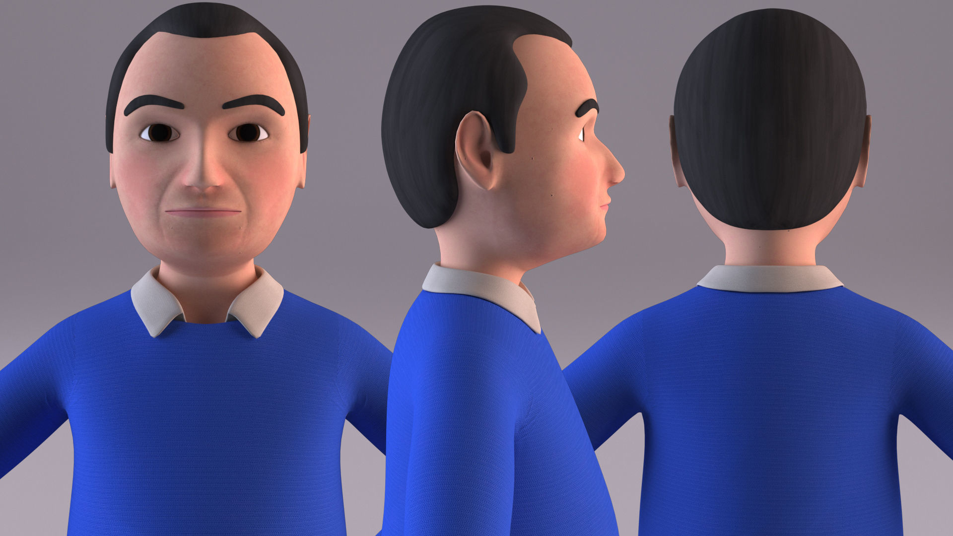 Cartoon Man Non Rigged Low-poly 3D model_2