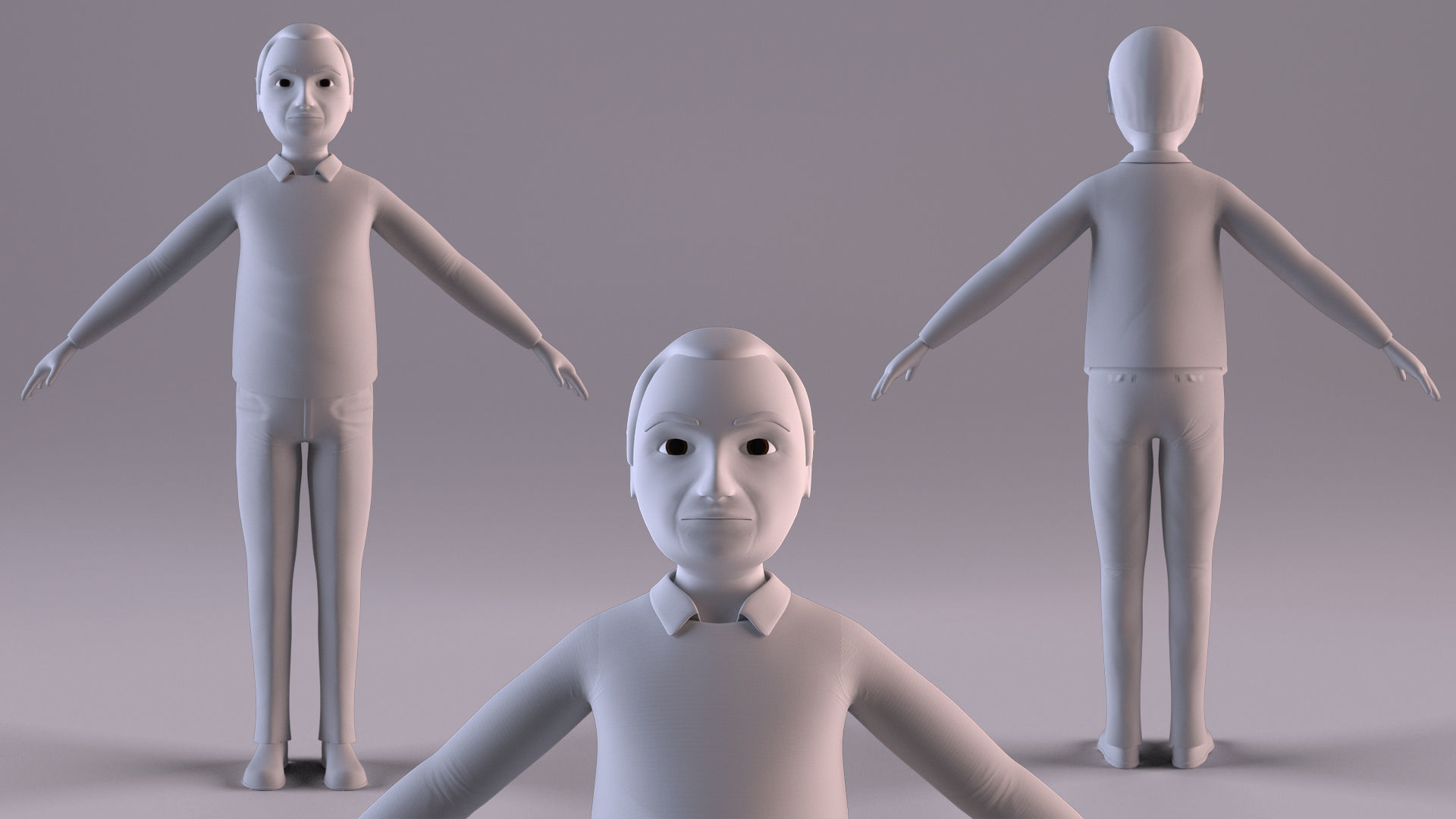 Cartoon Man Non Rigged Low-poly 3D model_5
