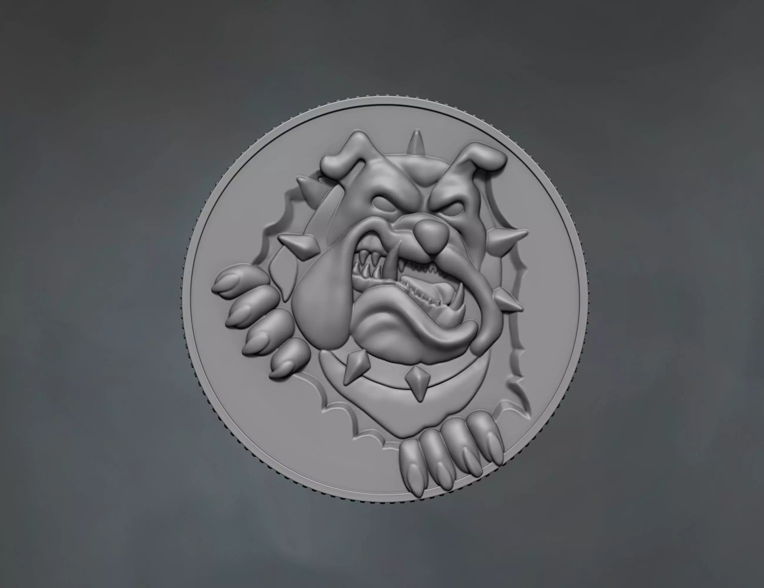 scary bull dog 3D coin Free 3D print model
