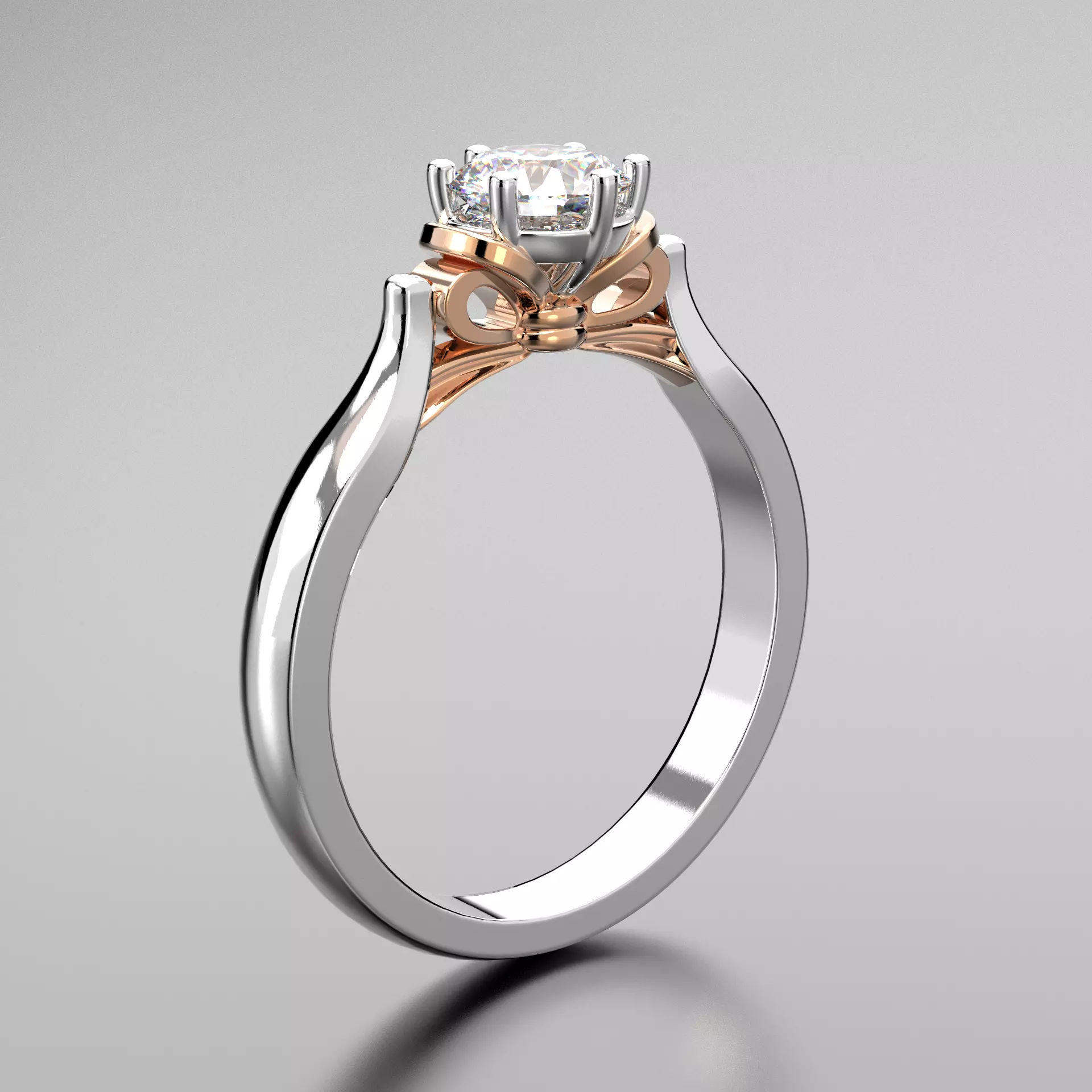 solitare engagement ring dual tone 013 3D print model 3D print model_0