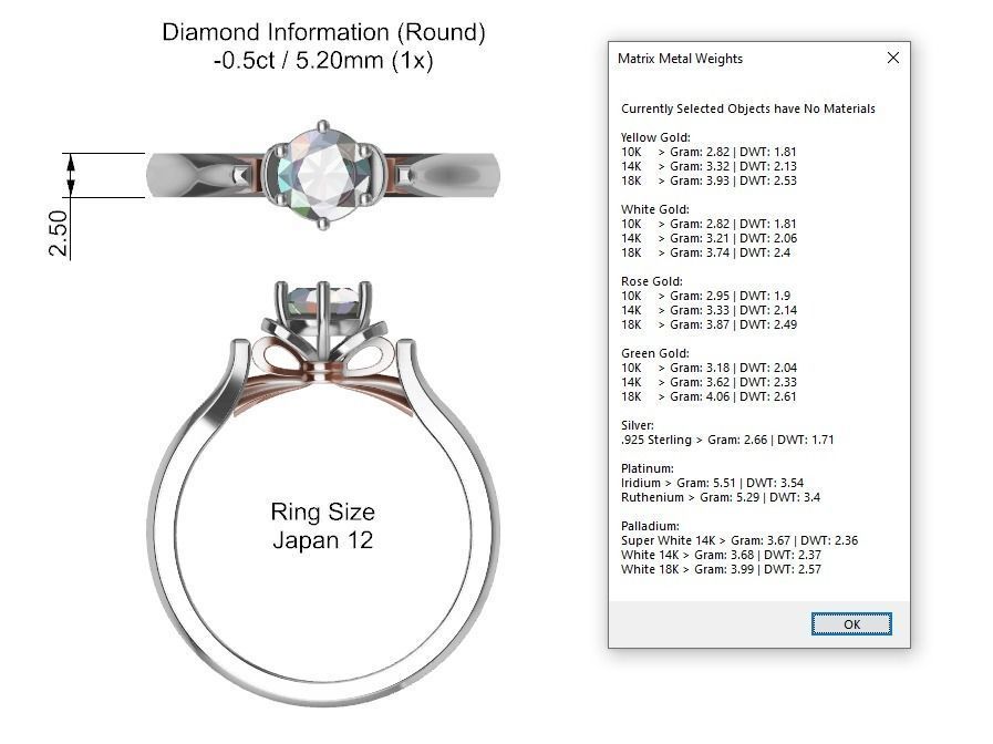 solitare engagement ring dual tone 013 3D print model 3D print model_4
