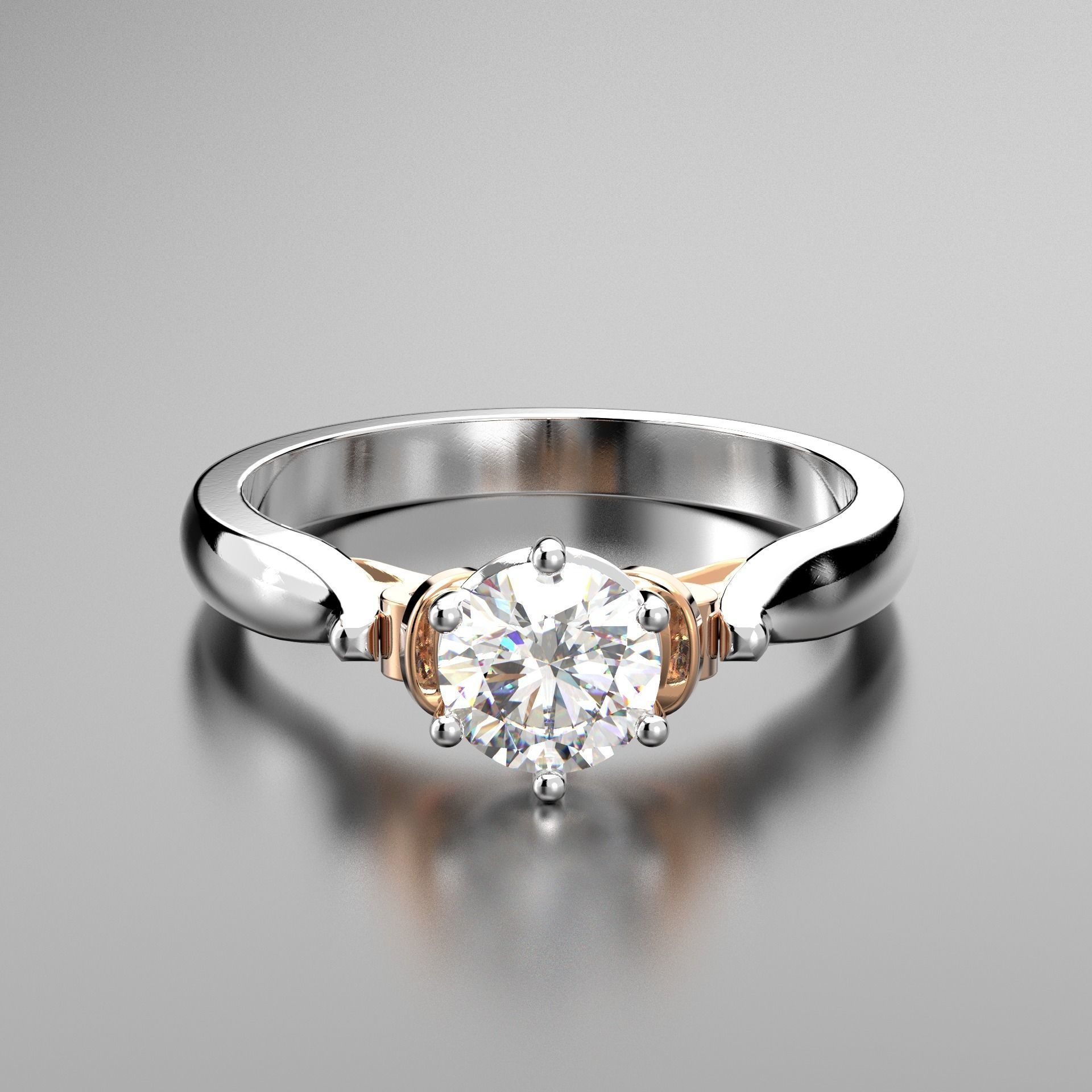 solitare engagement ring dual tone 013 3D print model 3D print model_1