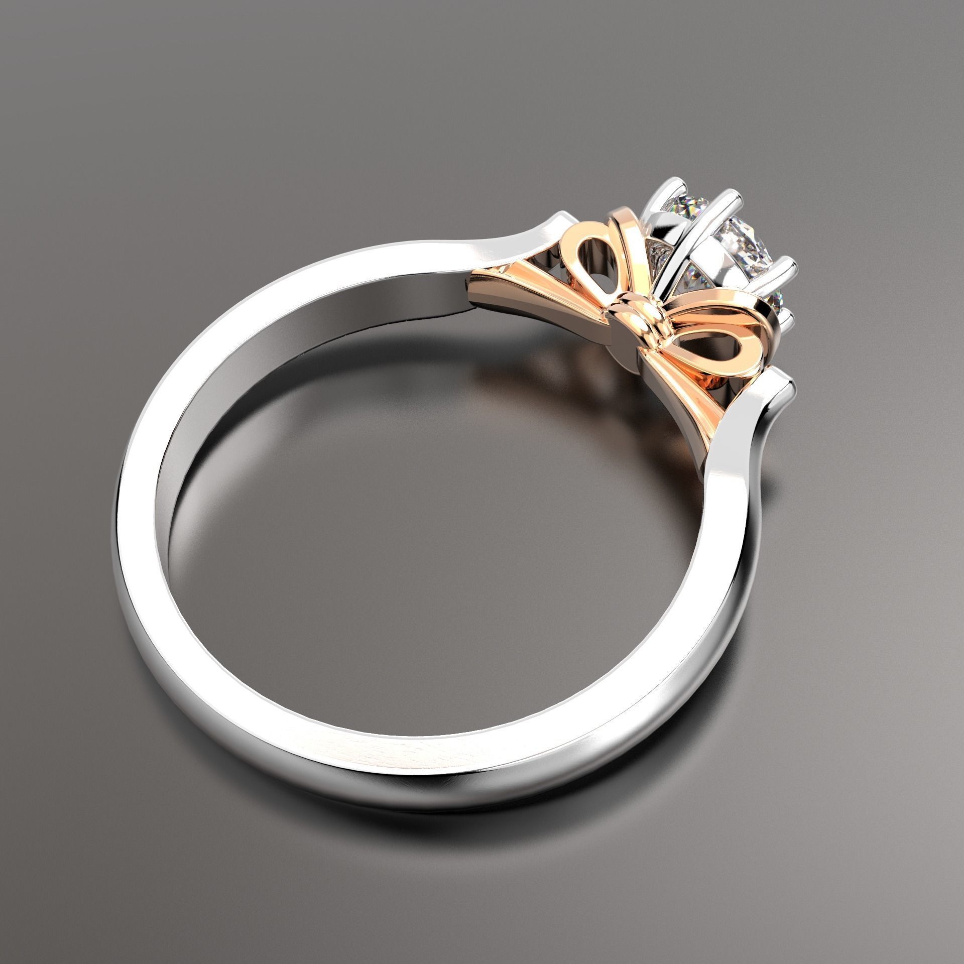 solitare engagement ring dual tone 013 3D print model 3D print model_2