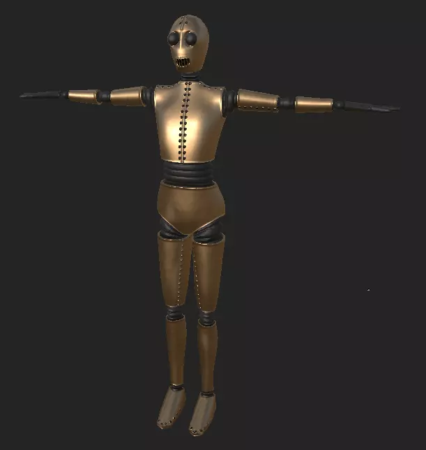 old timey robot Low-poly 3D model_0
