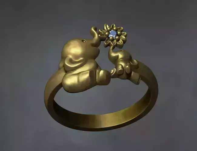 Baby elephant ring 3d jewelry
