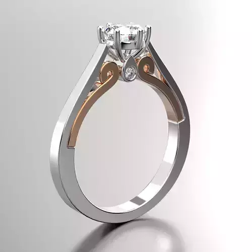 solitare engagement ring dual tone 014 3D print model