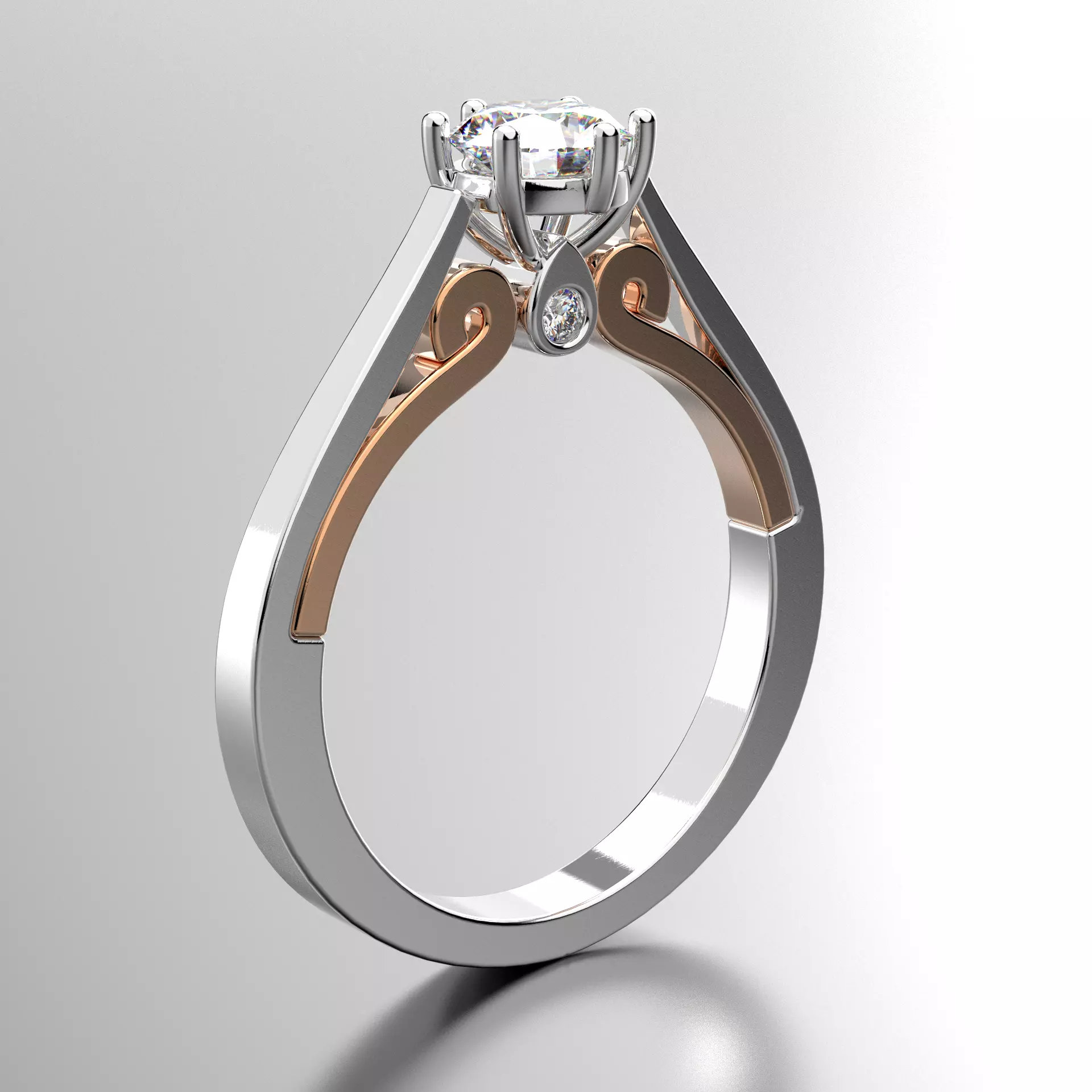 solitare engagement ring dual tone 014 3D print model 3D print model