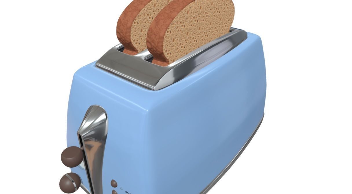Toaster with bread 3D model_2