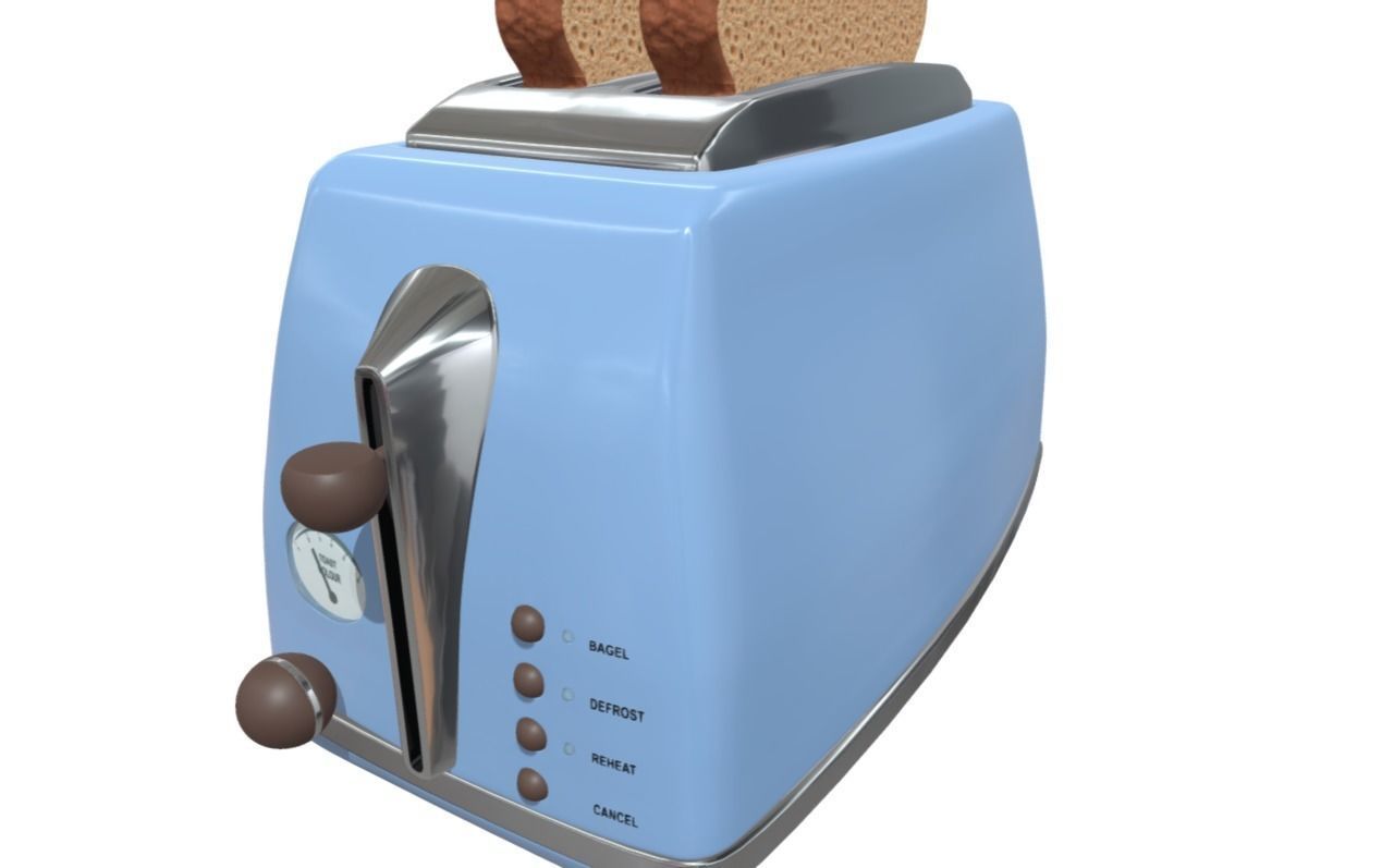 Toaster with bread 3D model_4