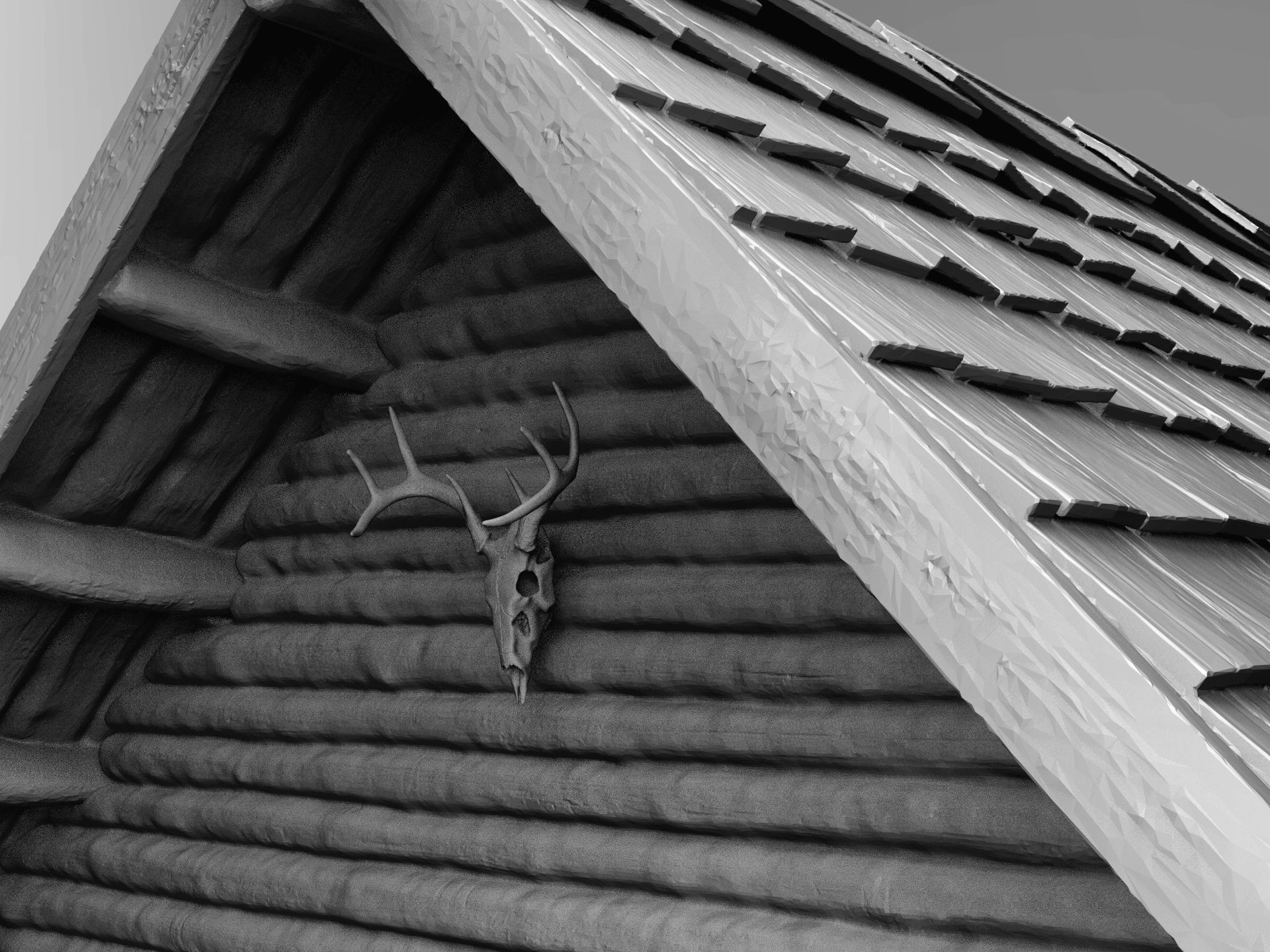 Medieval wooden house scene 3D print model_8