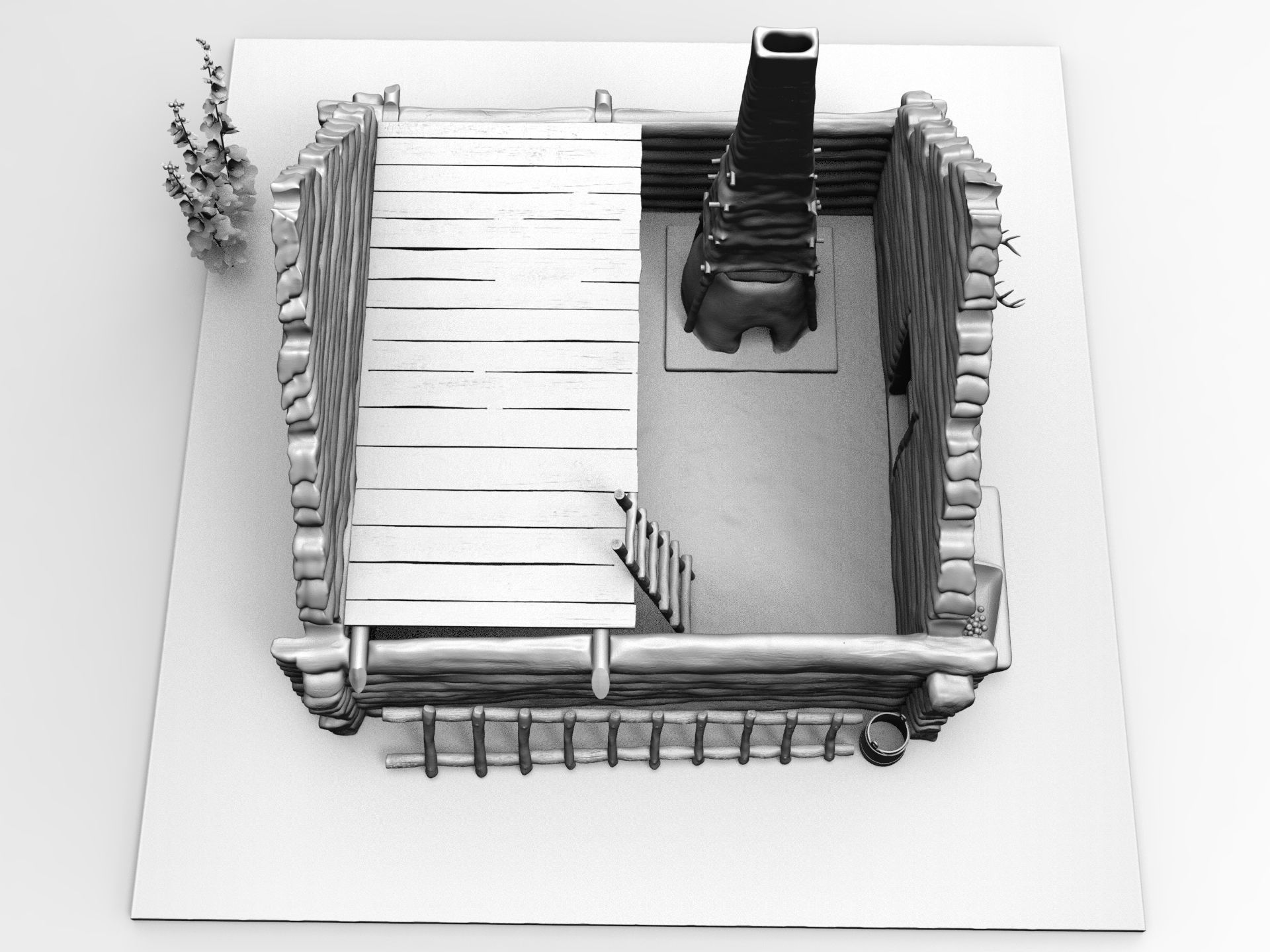 Medieval wooden house scene 3D print model_21