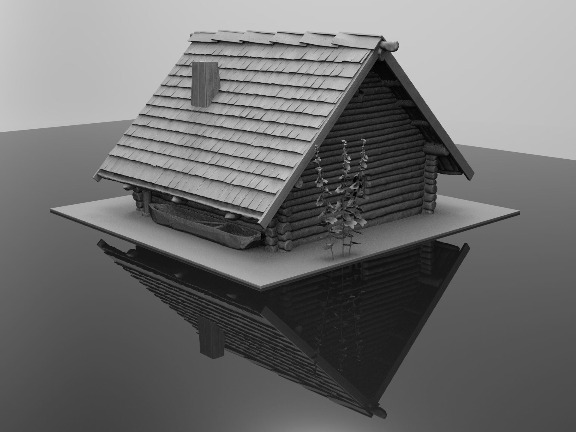 Medieval wooden house scene 3D print model_50