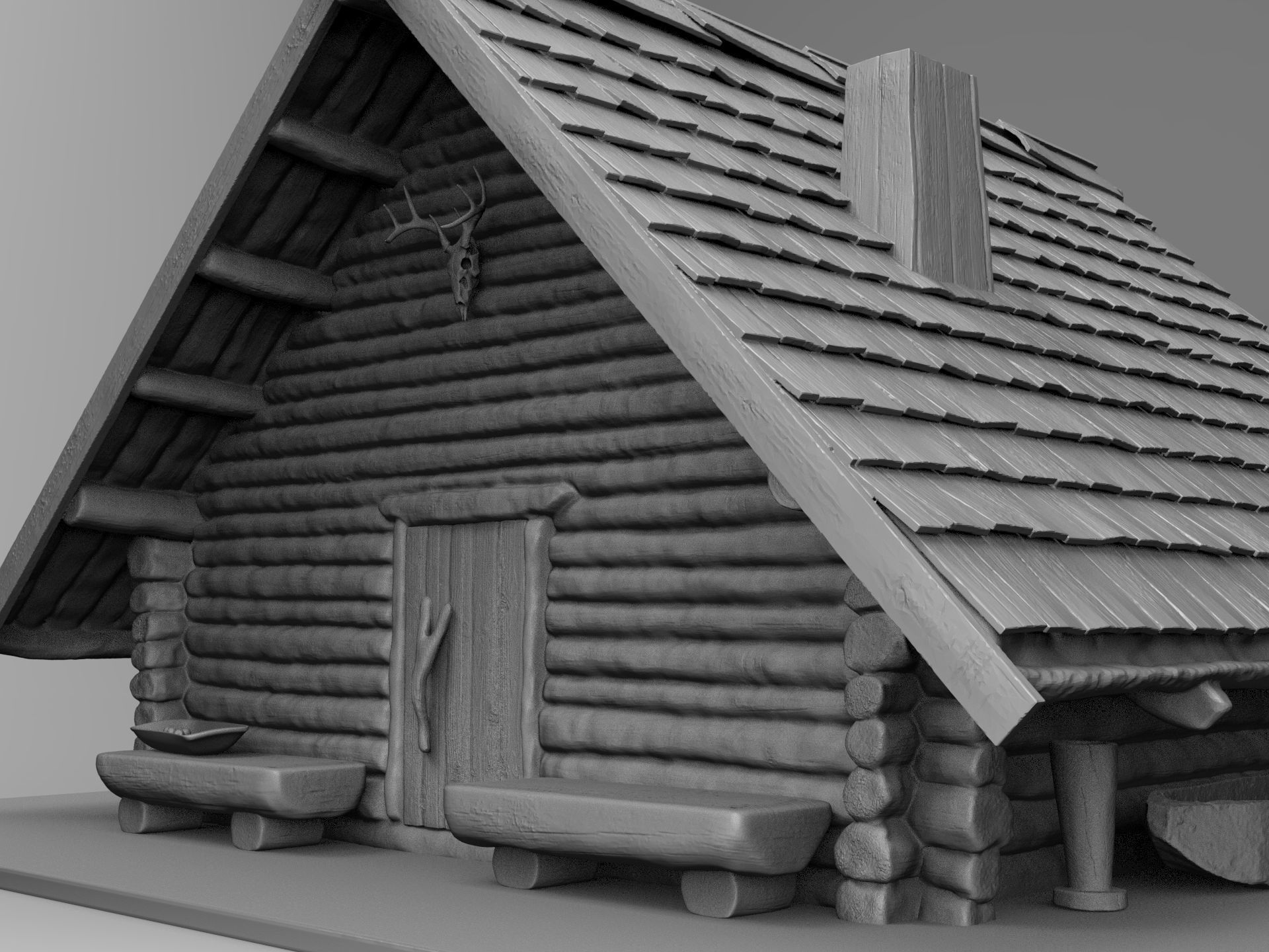 Medieval wooden house scene 3D print model_14