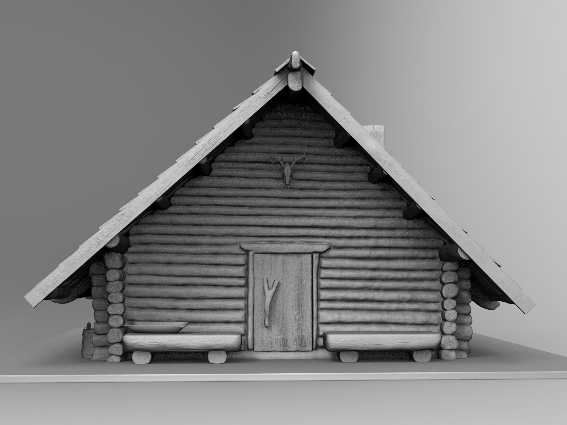 Medieval wooden house scene 3D print model_15