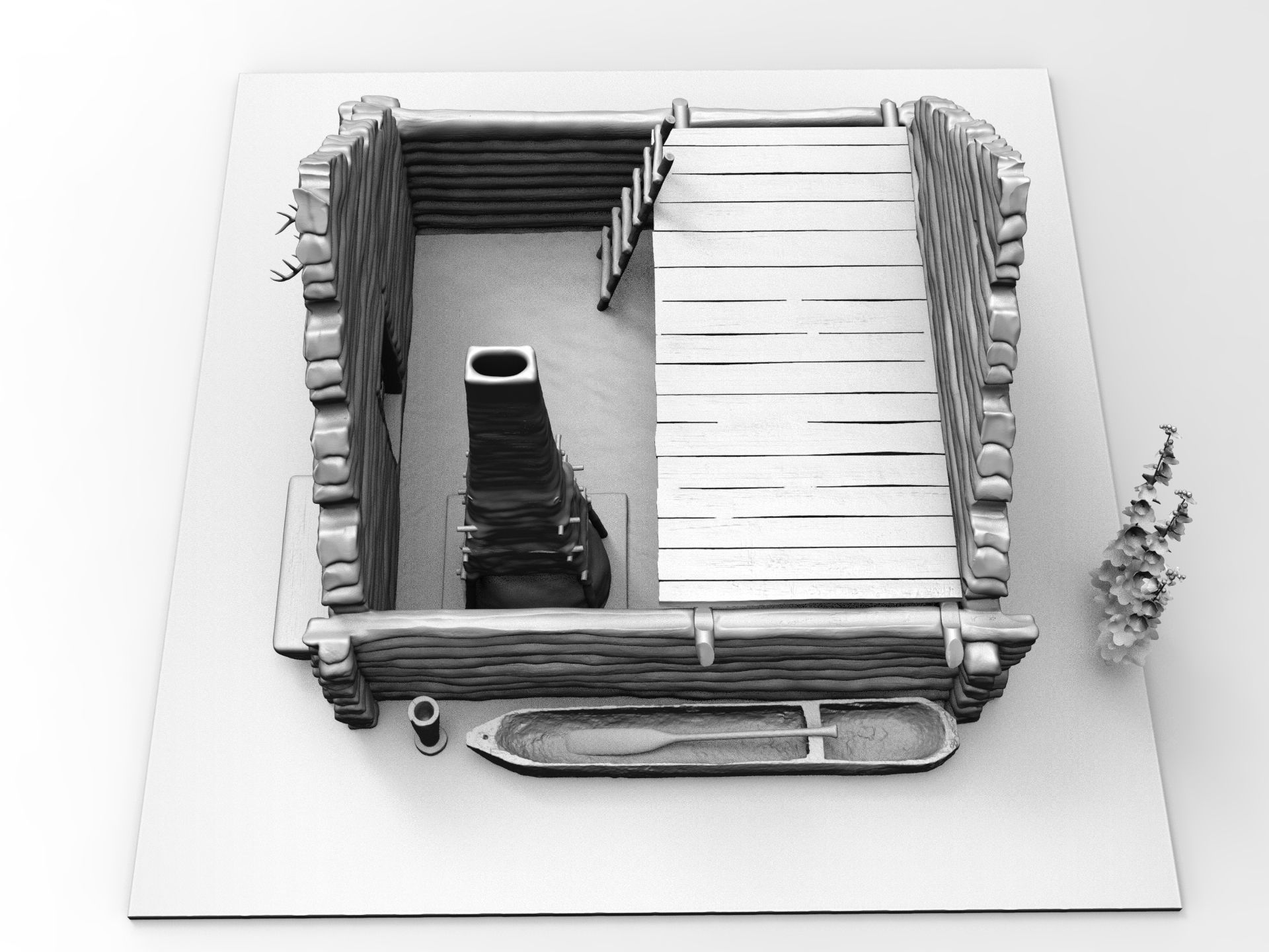 Medieval wooden house scene 3D print model_20