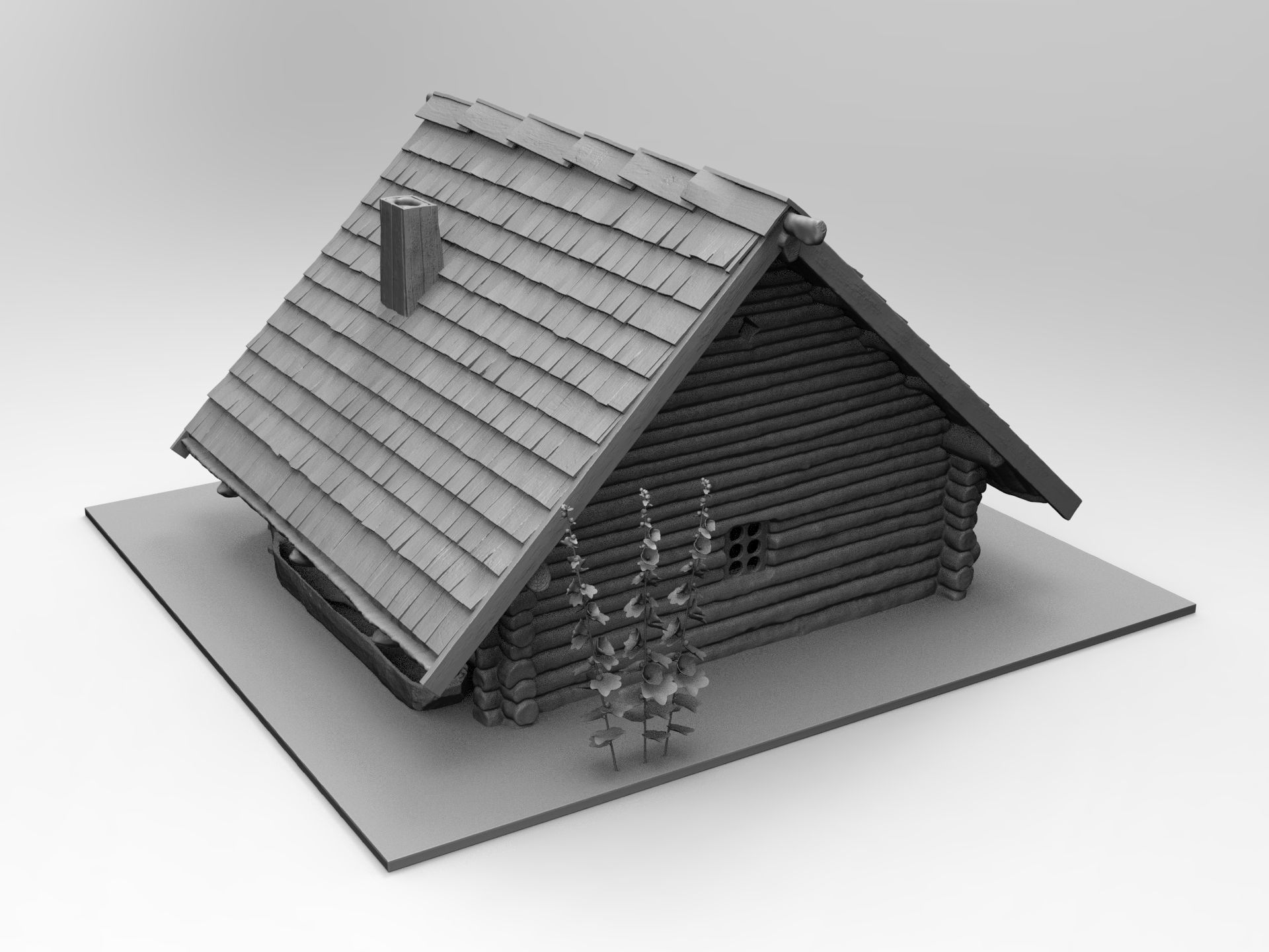 Medieval wooden house scene 3D print model_17
