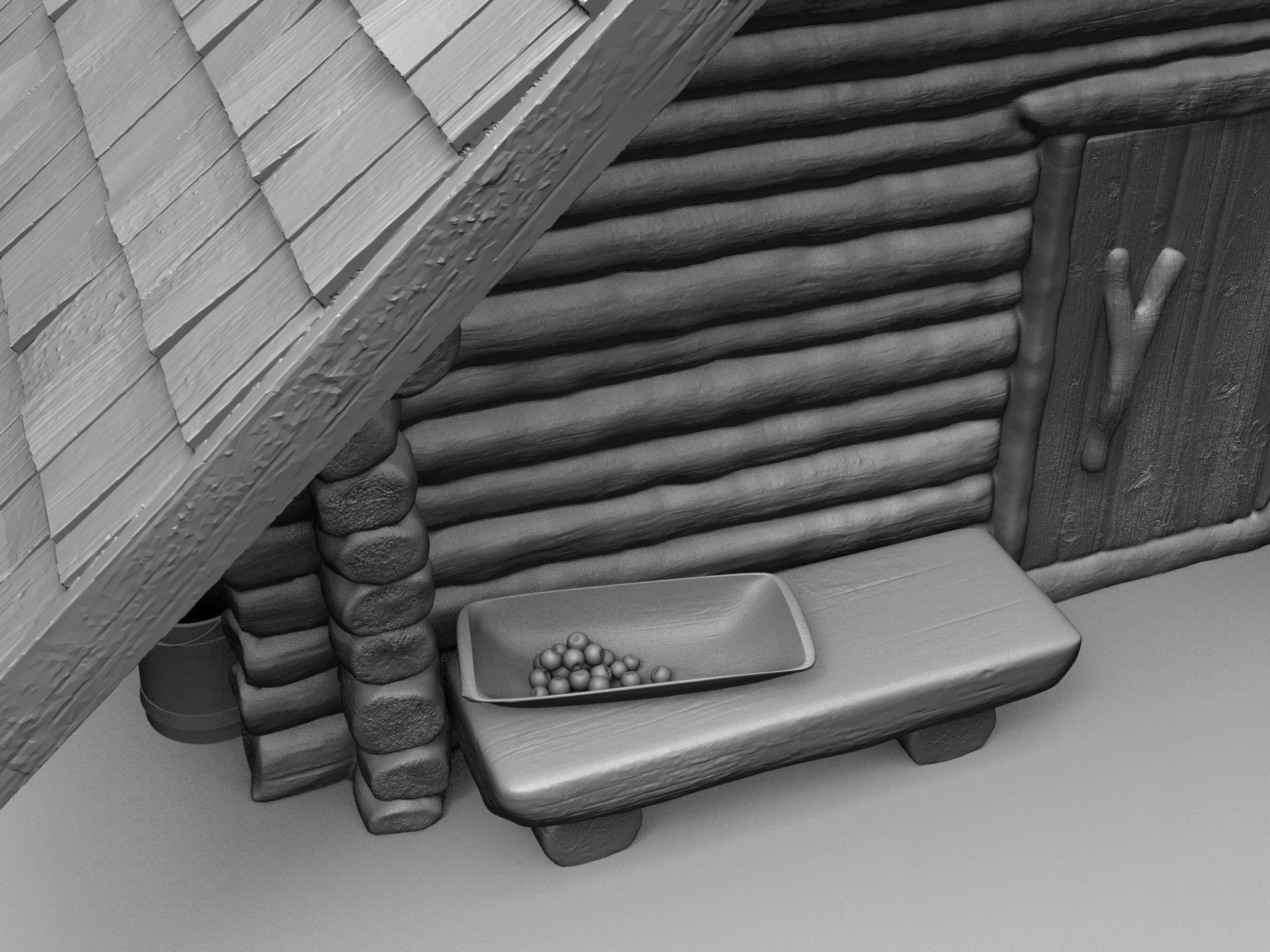 Medieval wooden house scene 3D print model_13