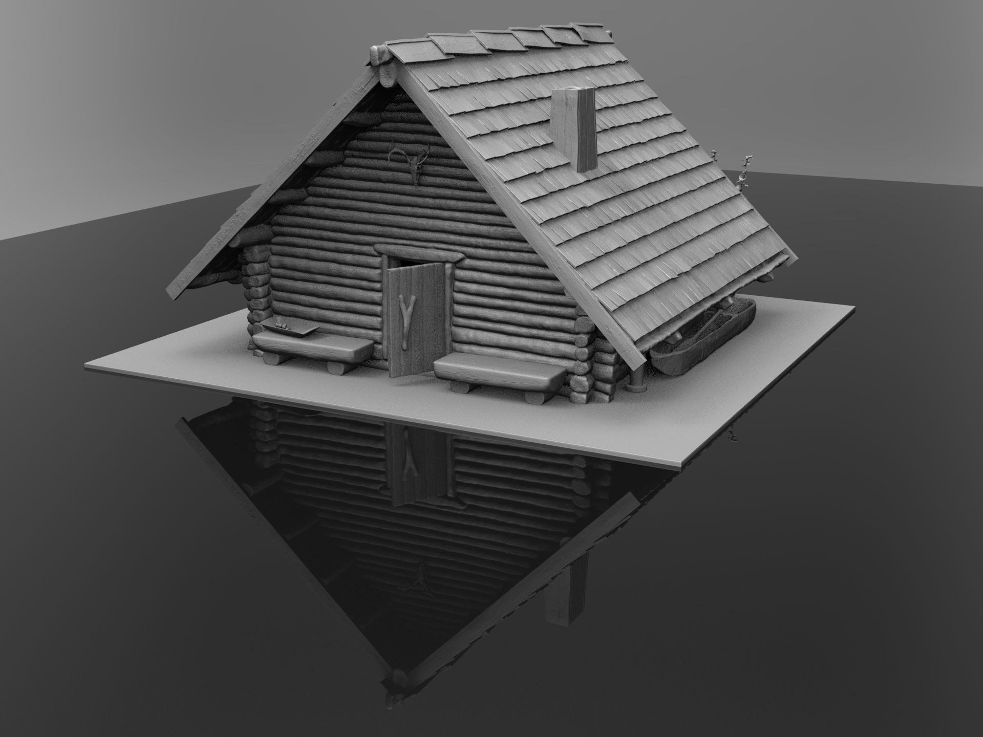 Medieval wooden house scene 3D print model_46