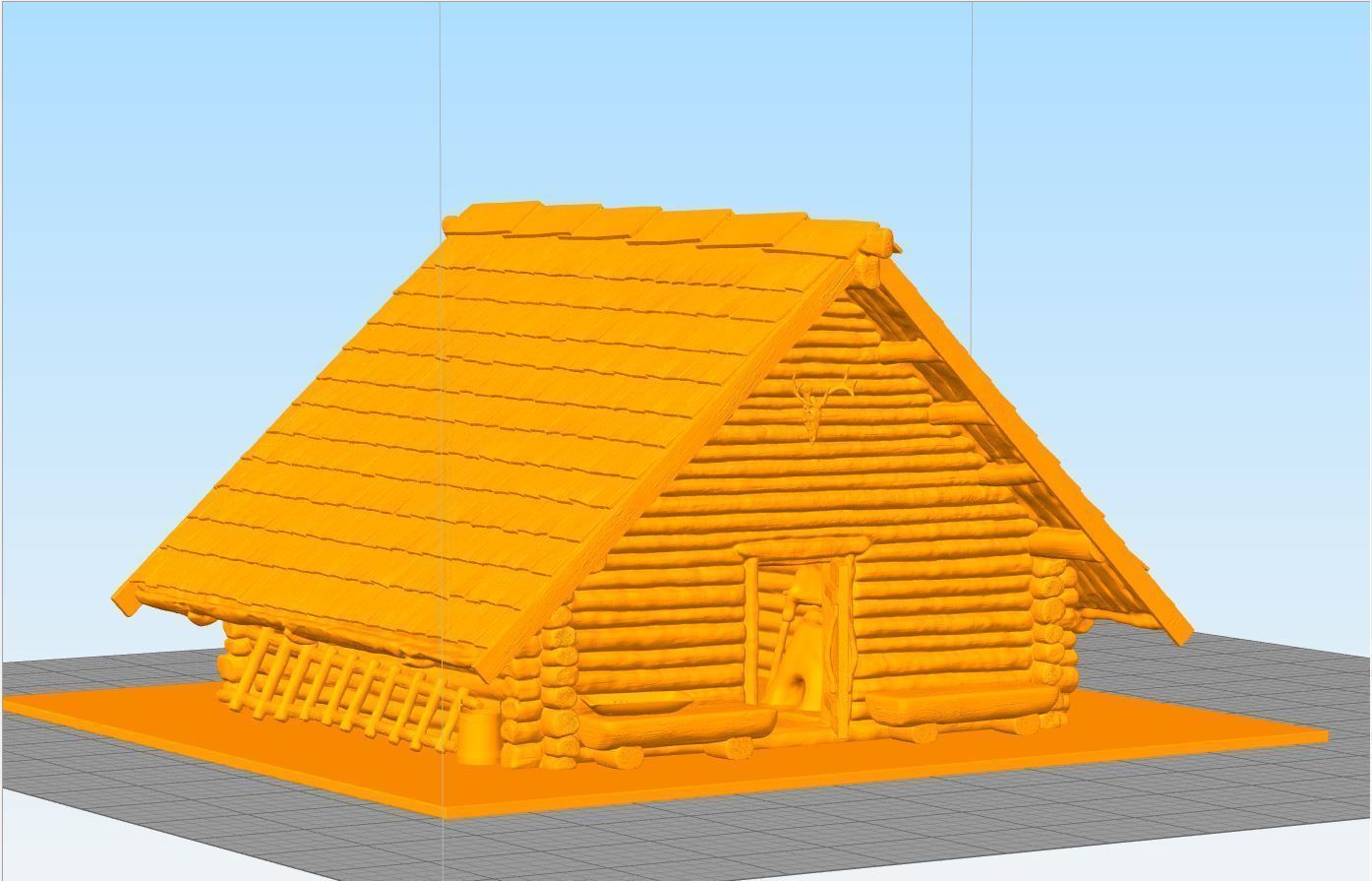 Medieval wooden house scene 3D print model_52