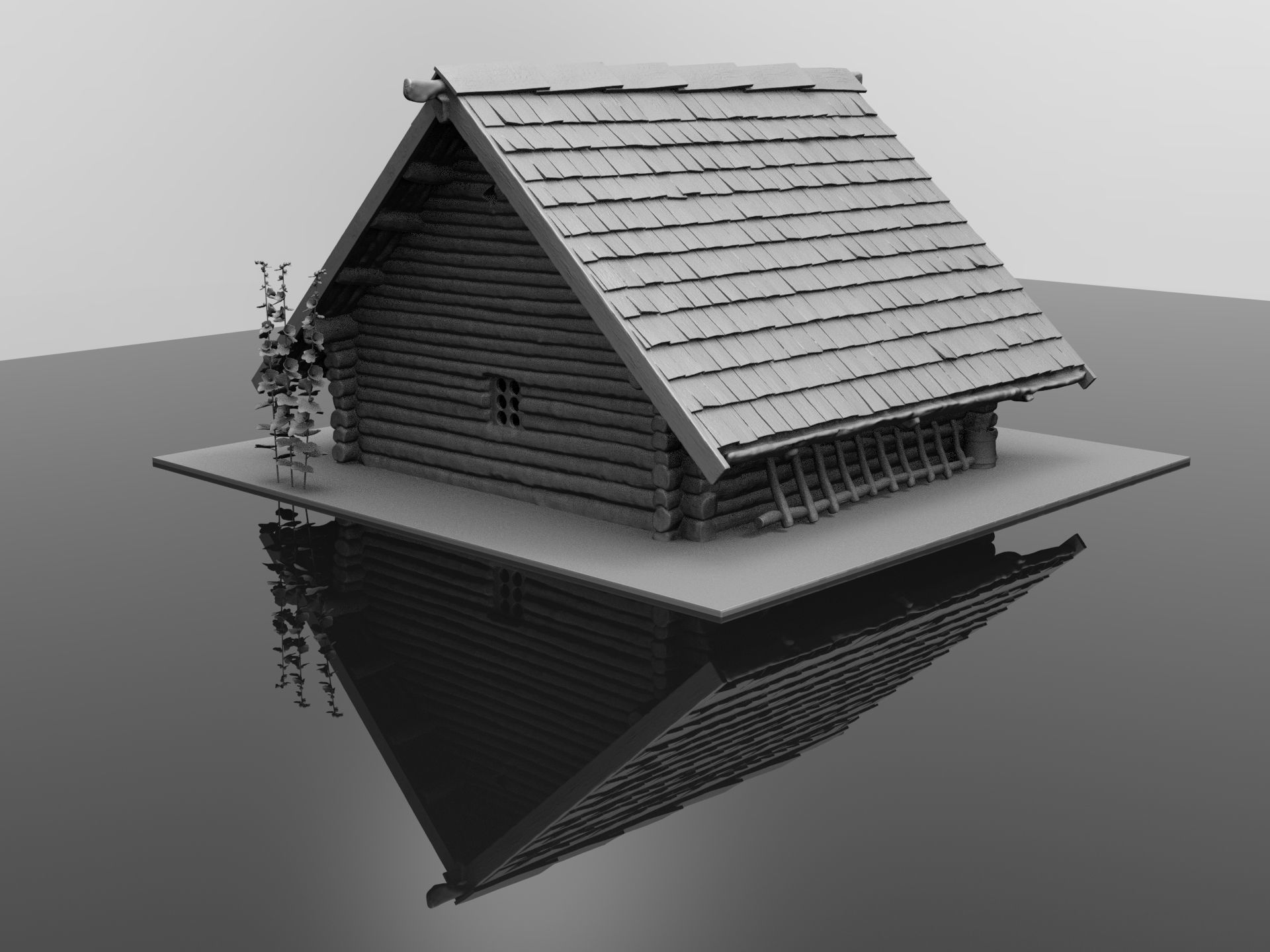 Medieval wooden house scene 3D print model_49