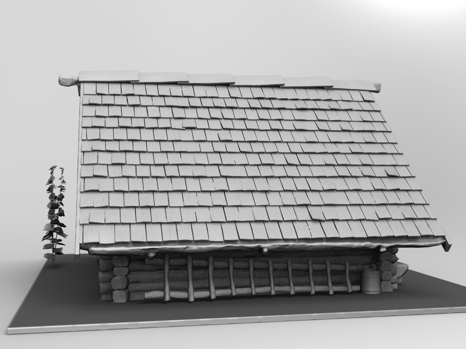 Medieval wooden house scene 3D print model_18