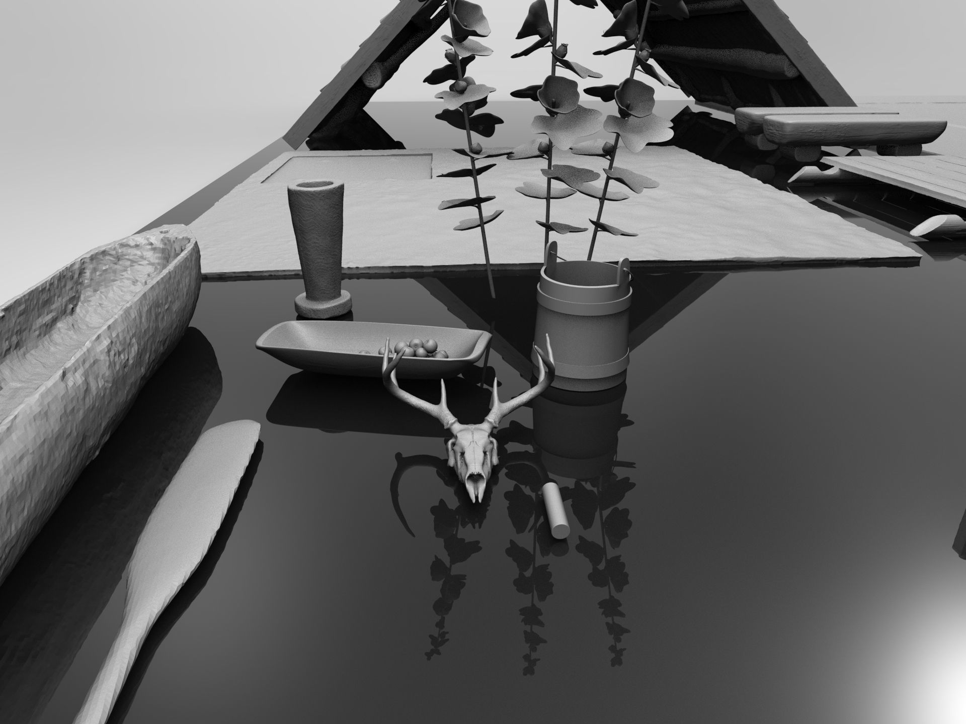 Medieval wooden house scene 3D print model_39