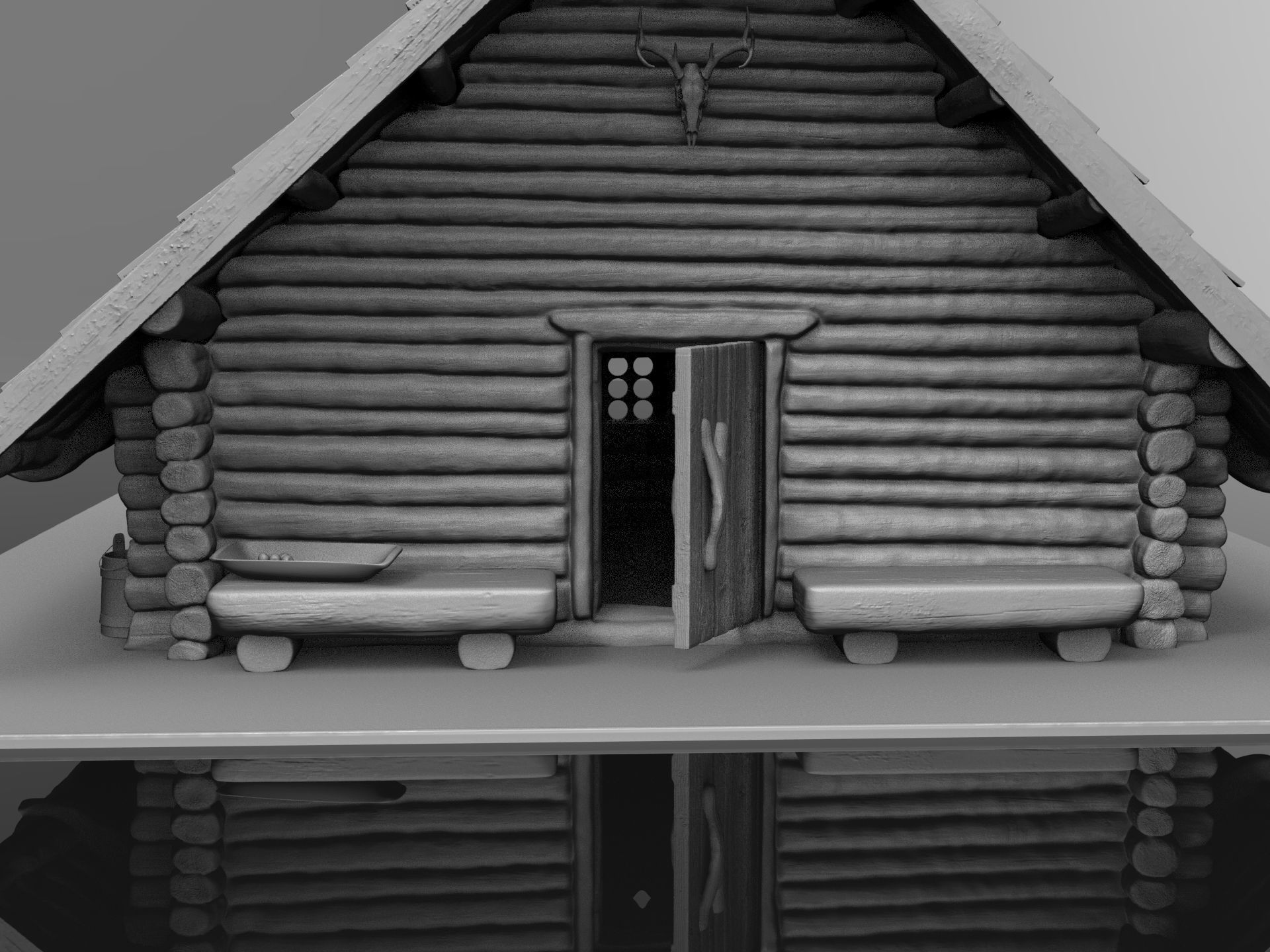 Medieval wooden house scene 3D print model_41